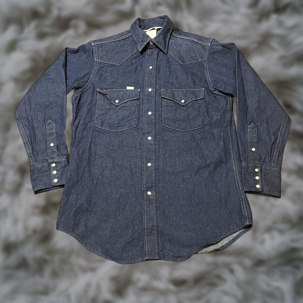VINTAGE Carhartt Shirt Men X 33 Denim Western Pearl Snap