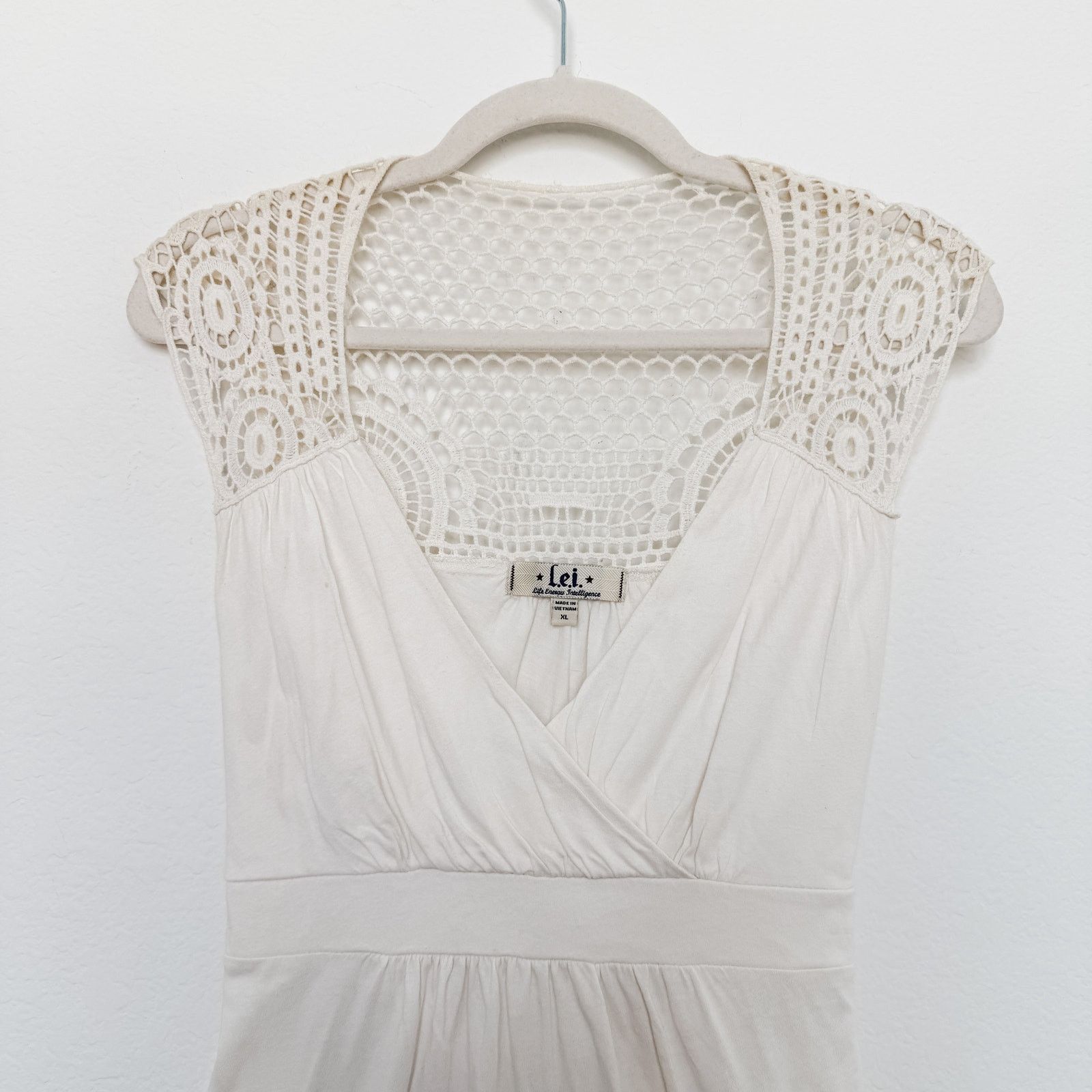 L.E.I. Y2K L.E.I. Crochet Babydoll Top White Size XL Knit Size XL / US 12-14 / IT 48-50 - 2 Thumbnail