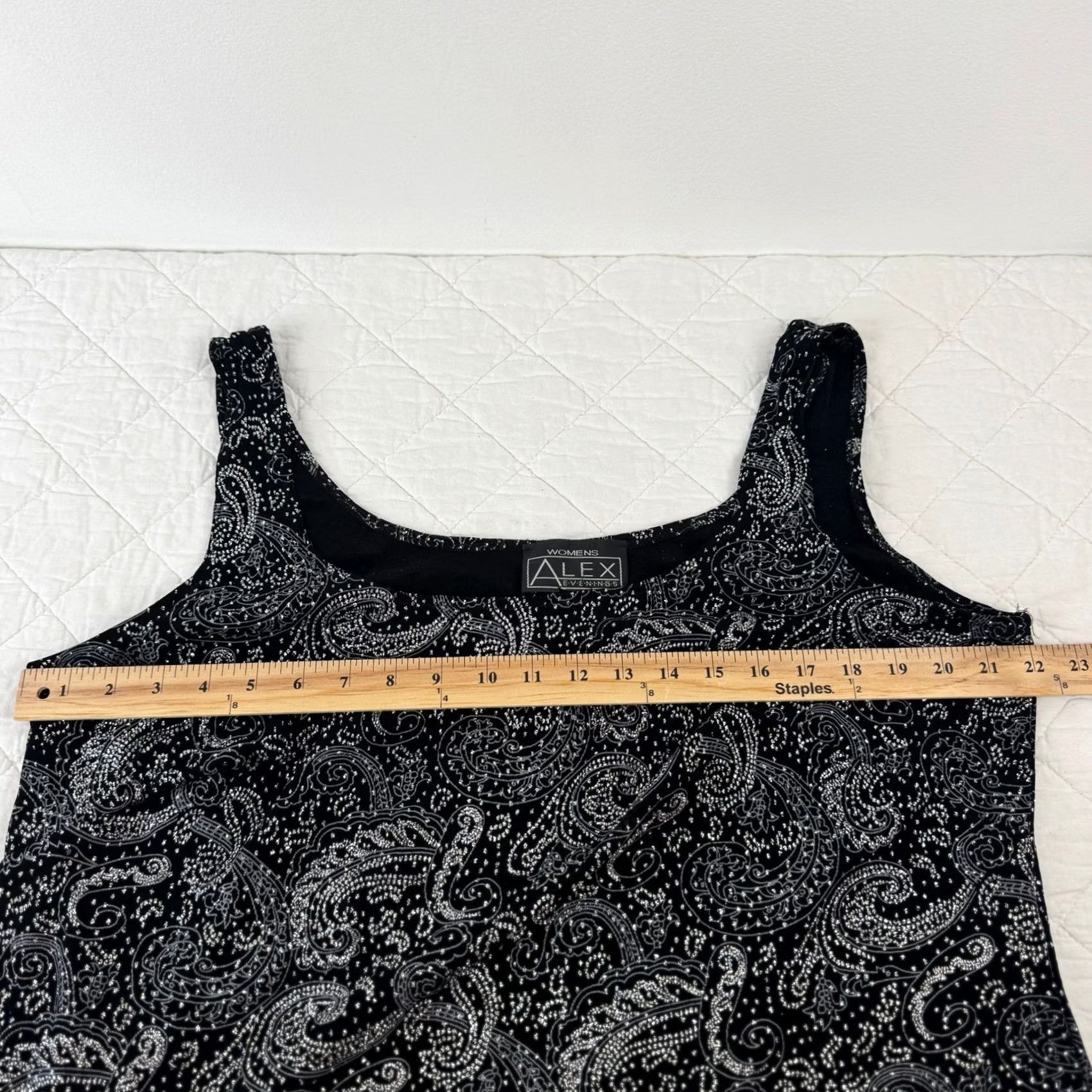 Alex Evenings VINTAGE Alex Evenings Black Silver Glitter Paisley Tank Top Scoop Neck XL 22 Size ONE SIZE - 4 Thumbnail