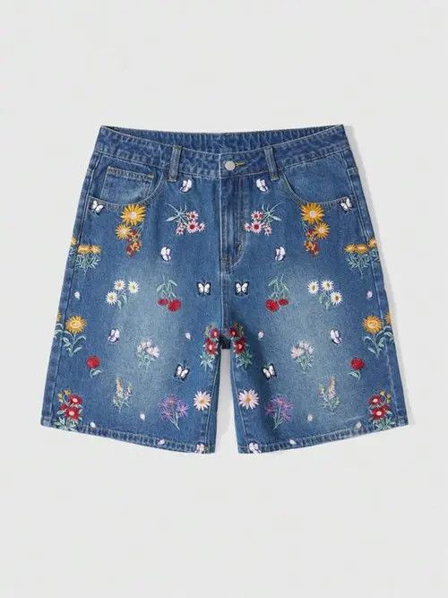 Jean × Vintage Vintage Retro 90s Floral jorts shorts Size US 30 / EU 46 - 1 Thumbnail