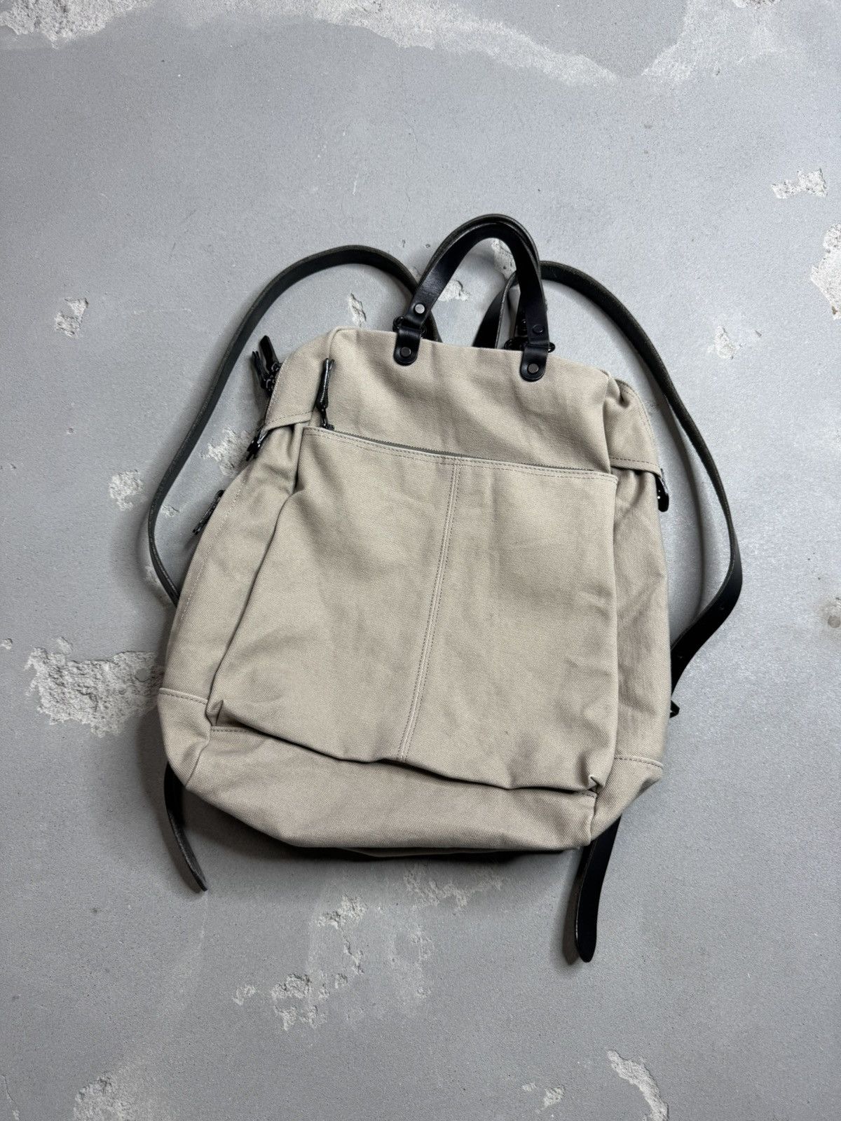 Japanese Brand × Porter BAGGY PORTER KBS Faded Canvas Backpack w Leather Detail Size ONE SIZE - 1 Thumbnail
