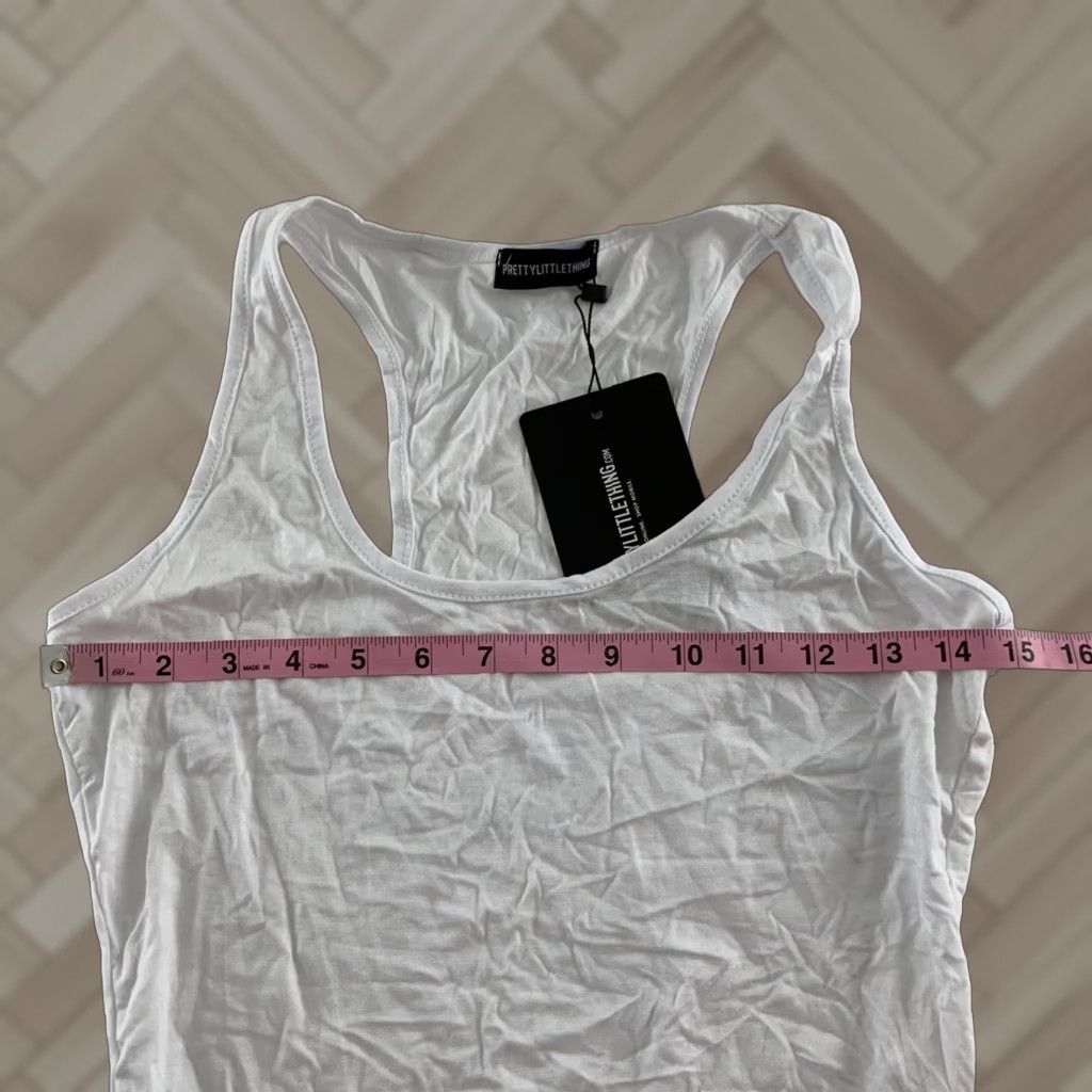 PrettyLittleThing PRETTYLITTLETHING Solid White Tank Bodysuit Women's 8 Shirt Bodysuit White 8 Womens Size M / US 6-8 / IT 42-44 - 1 Thumbnail
