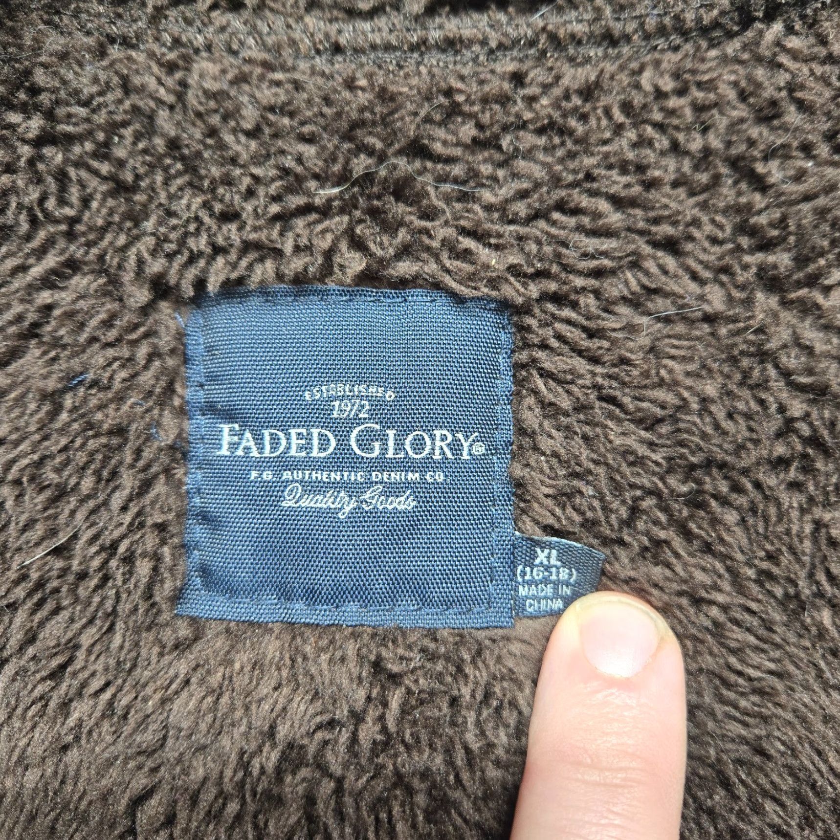 Faded Glory Faded Glory Jacket Fleece Solid Brown Hood Long Sleeve Adult Women's XL Brown Faded Glory Jacket, Solid, Fleece, Hooded, Zip, Regular Fit, Women Size XL / US 12-14 / IT 48-50 - 2 Thumbnail