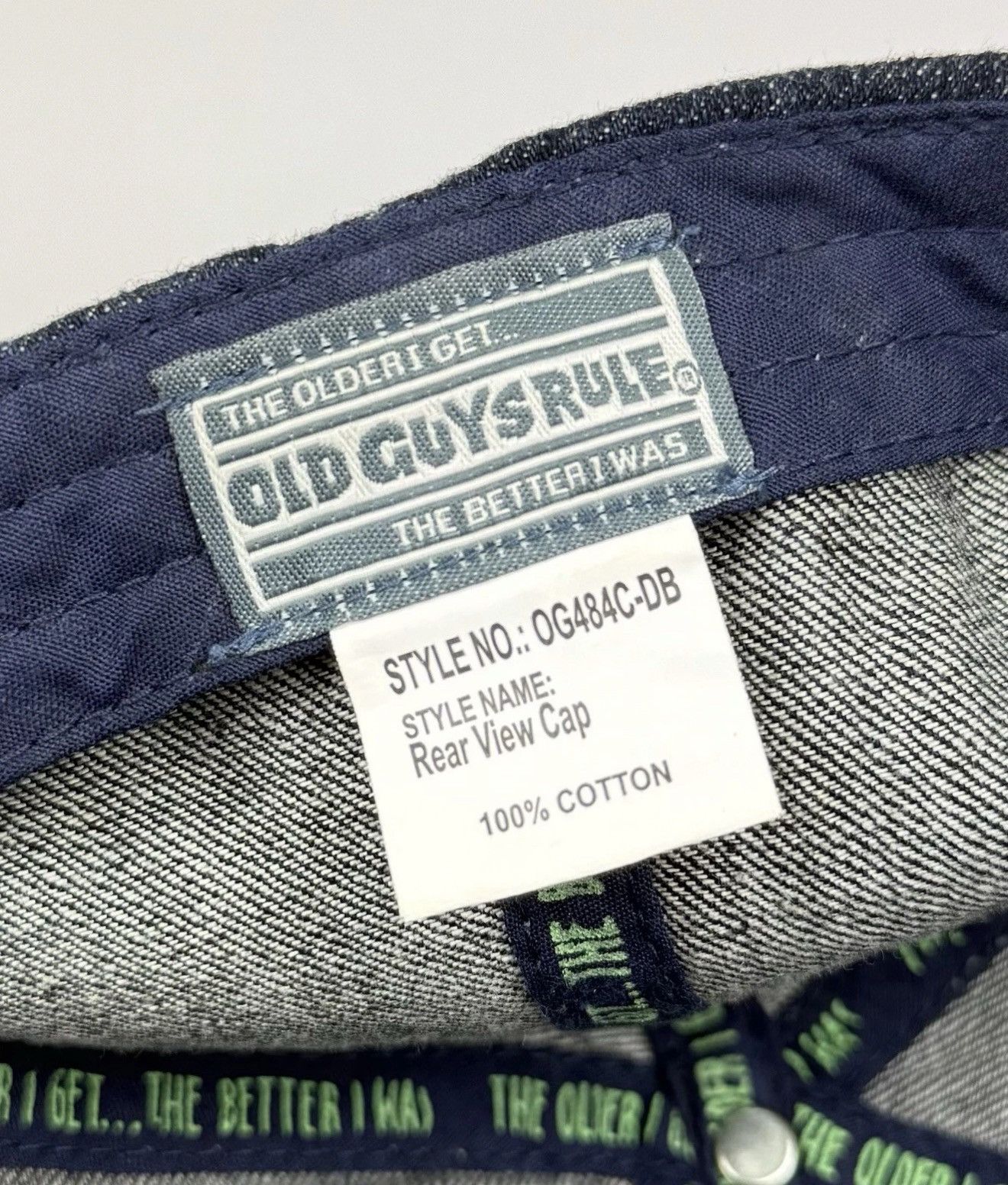 Vintage Old Guys Rule Rear View Cap Hat Denim Blue Top Embroidered Size ONE SIZE - 10 Thumbnail