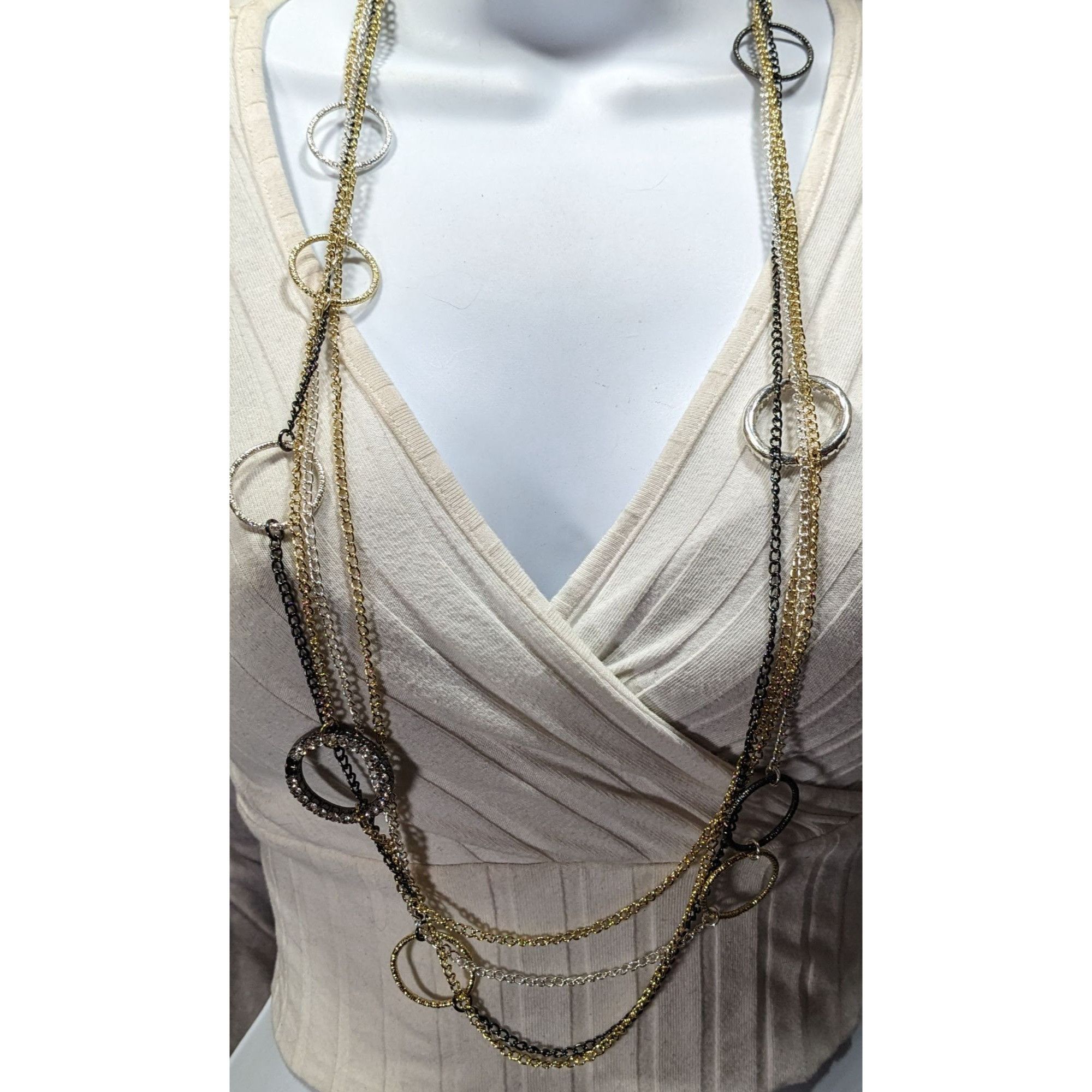 Other Daisy Fuentes Multi Metallic Layered Chain Necklace With Rhi Size ONE SIZE - 2 Thumbnail