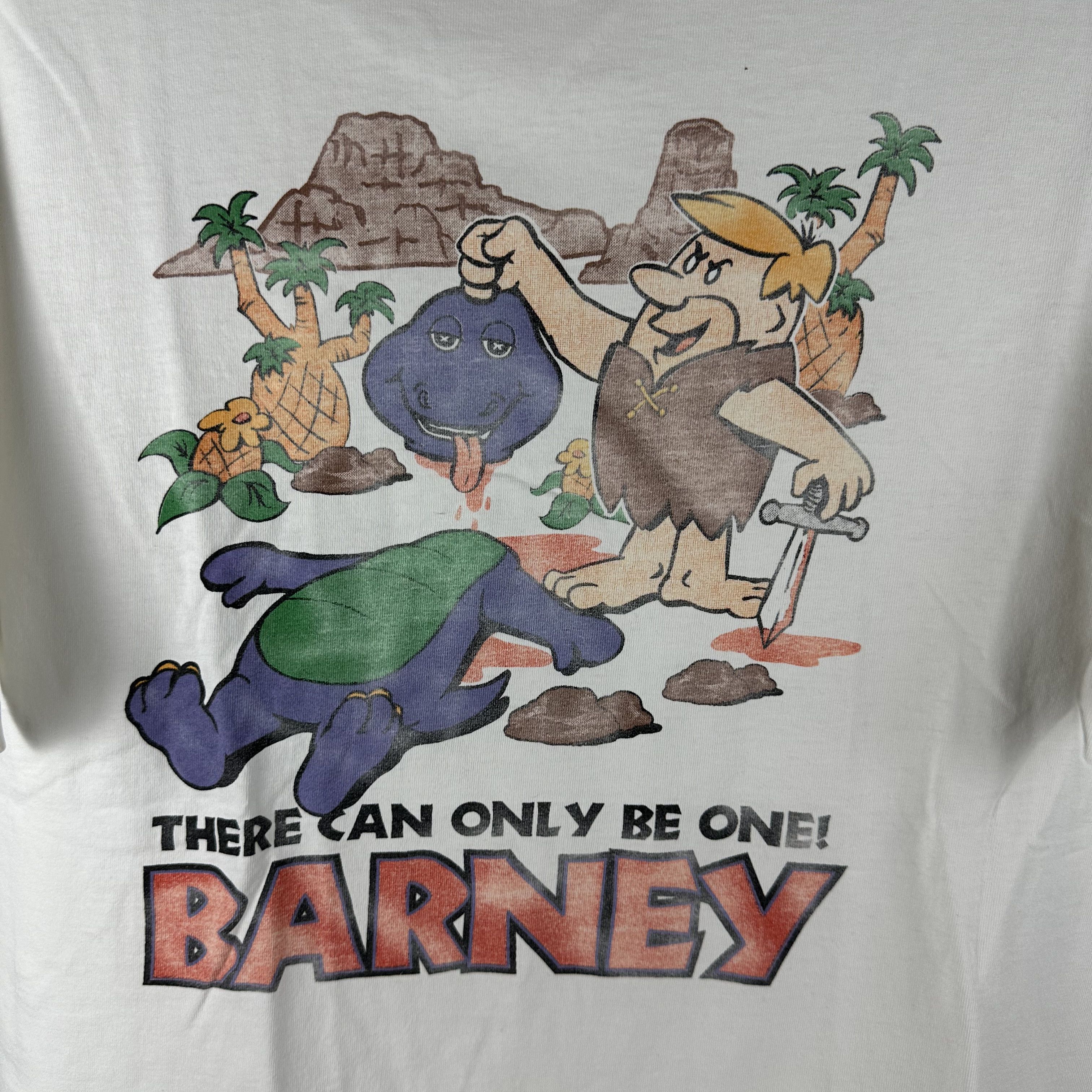 Vintage 90s There Can Only Be One! Barney Cartoon Parody T-Shirt Size US L / EU 52-54 / 3 - 2 Thumbnail