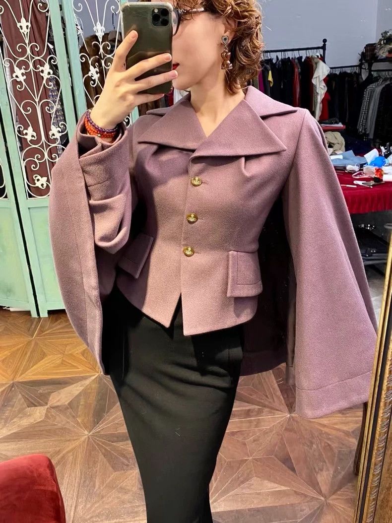 Vivienne Westwood Vivienne Westwood Grayish-purple cloak-style wool coat Size M / US 6-8 / IT 42-44 - 5 Thumbnail