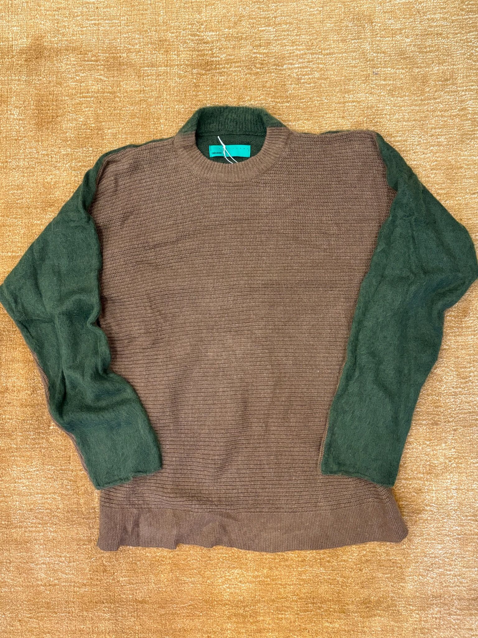 Tres Bien Très Bien Split Knitted Sweater - Brown / Green Size 50 (L) Size US M / EU 48-50 / 2 - 1 Thumbnail