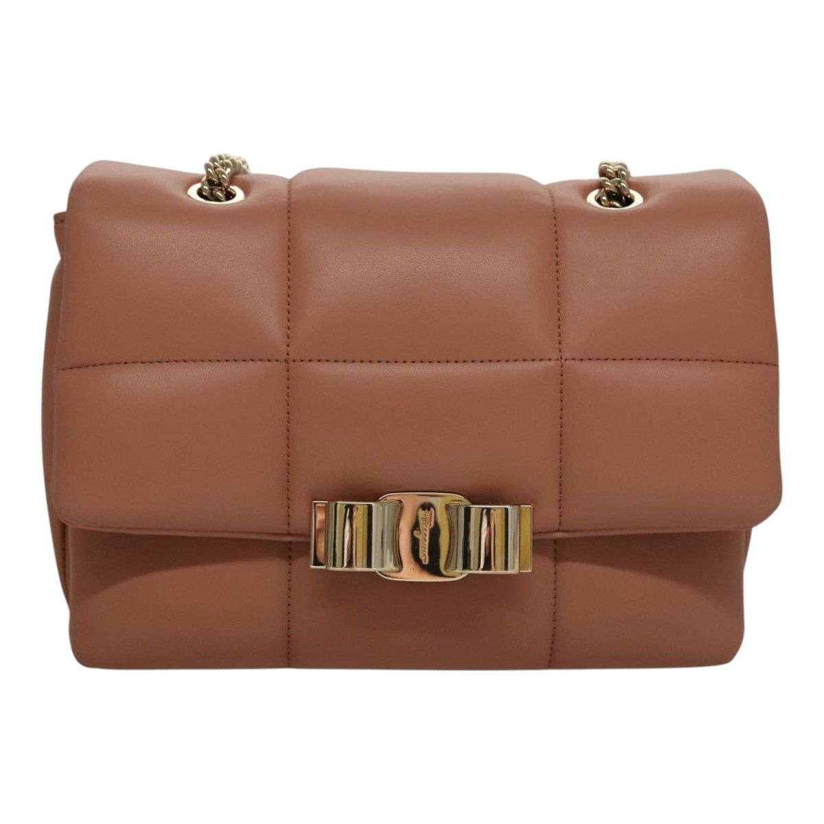 Salvatore Ferragamo Vara Brown Leather Shoulder Bag (Pre-Owned) Size ONE SIZE - 1 Thumbnail