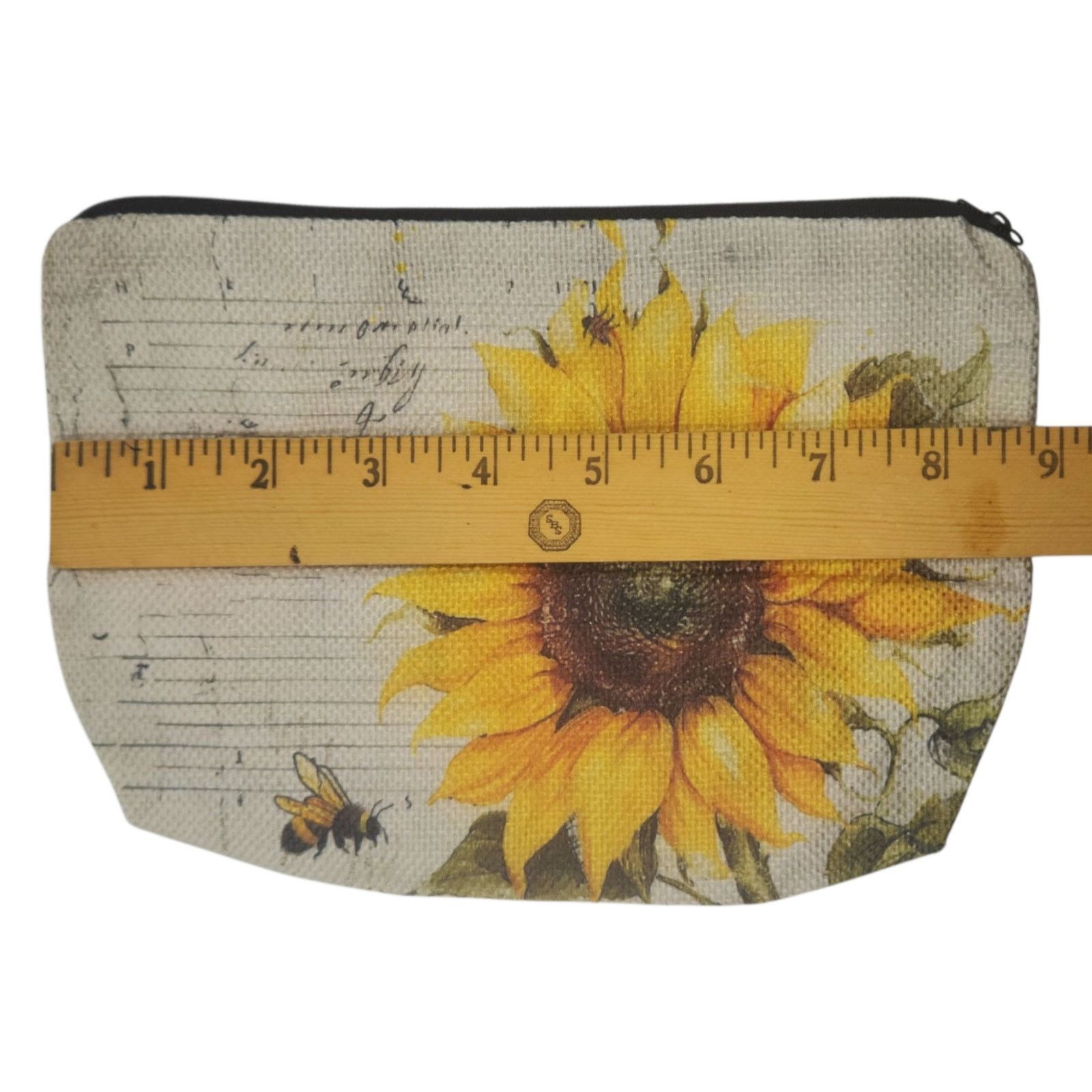 Other Vintage Sunflower Bee Cosmetic Bag Linen Makeup Organizer Size ONE SIZE - 7 Thumbnail