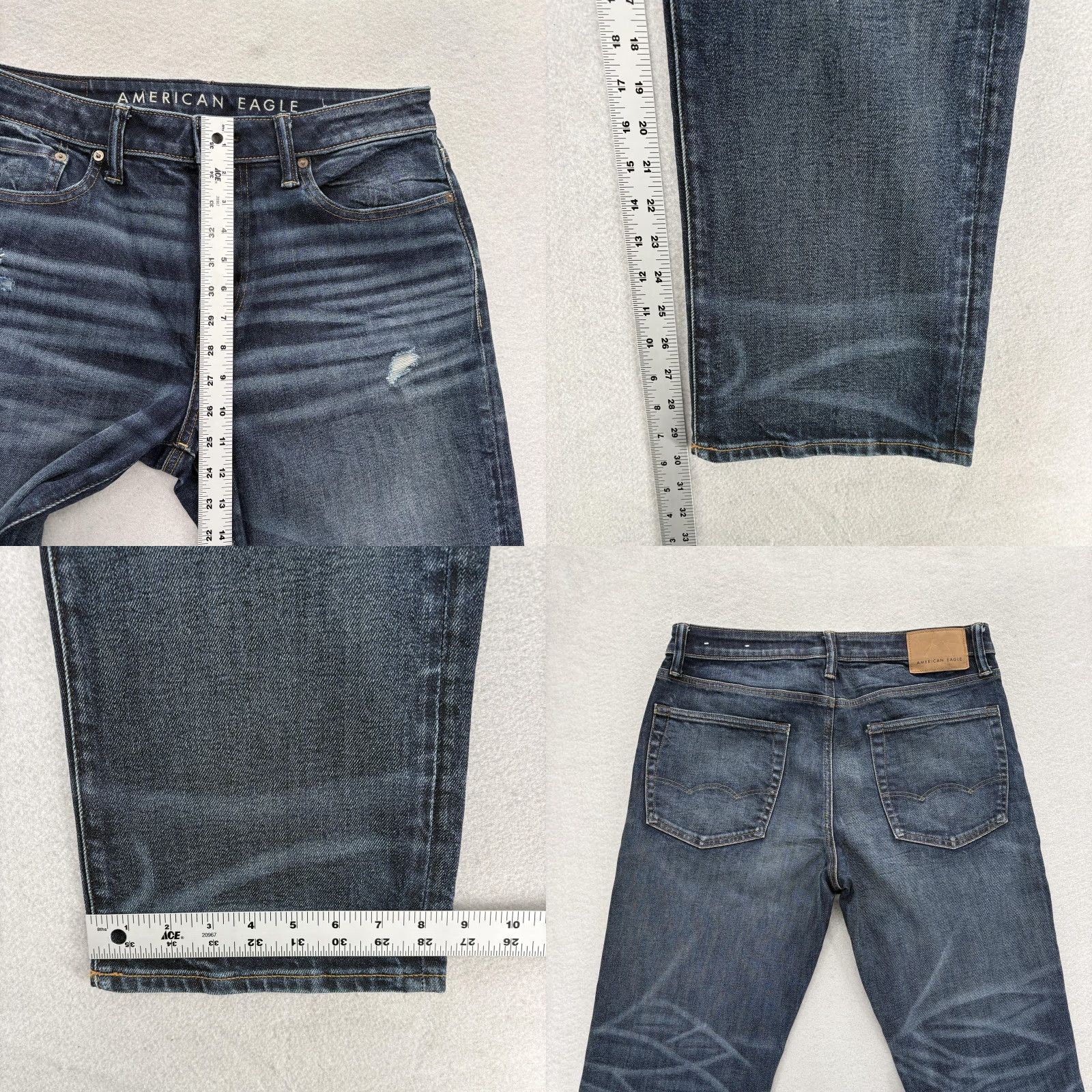 American Eagle Outfitters American Eagle AirFlex+ Jeans Mens 32x30 Blue Distressed Denim Size US 32 / EU 48 - 8 Thumbnail