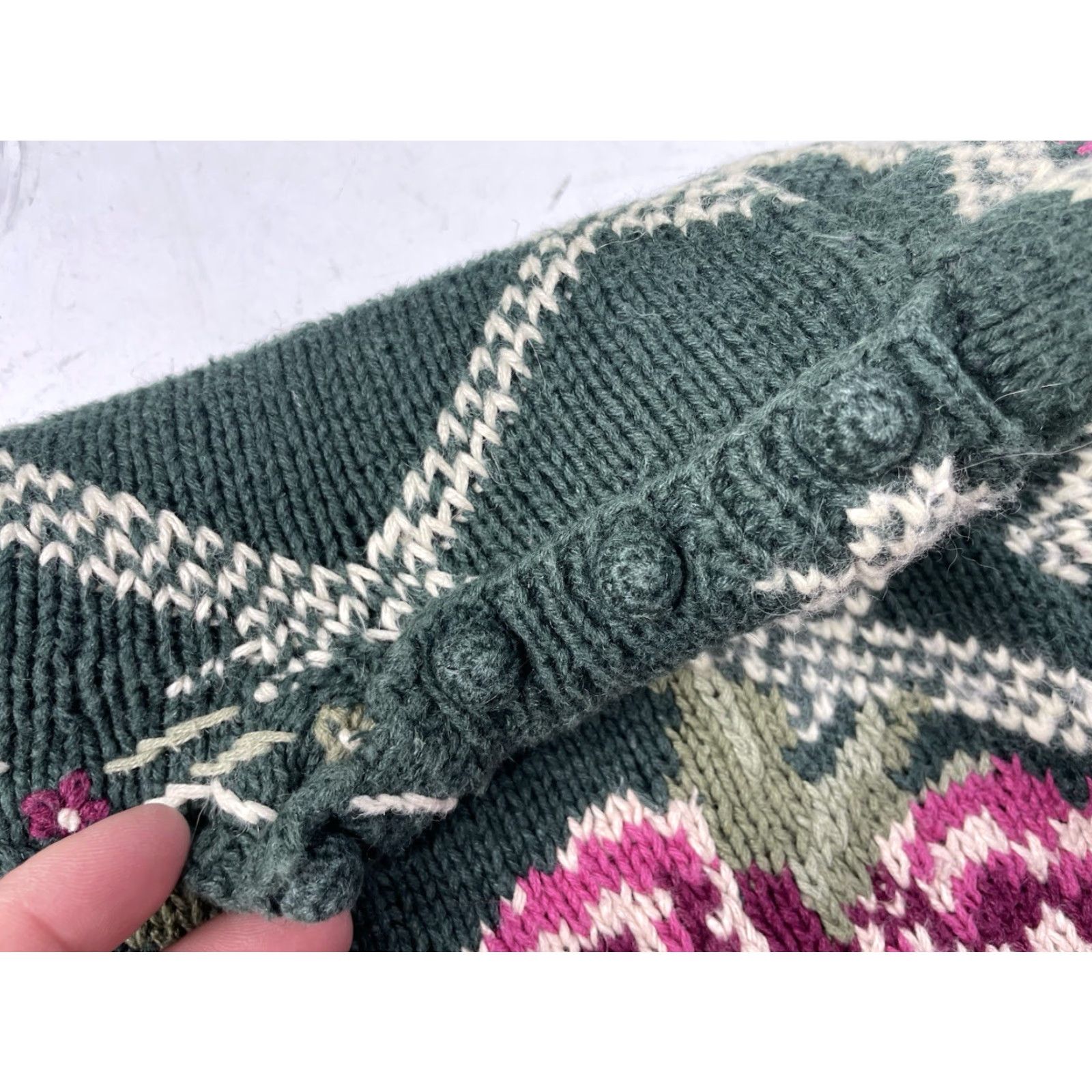Vintage VINTAGE Pappagallo Rose Sweater Womens Size L Green Cotton Blend Knit Pullover Heavyweight Retro Size L / US 10 / IT 46 - 4 Thumbnail