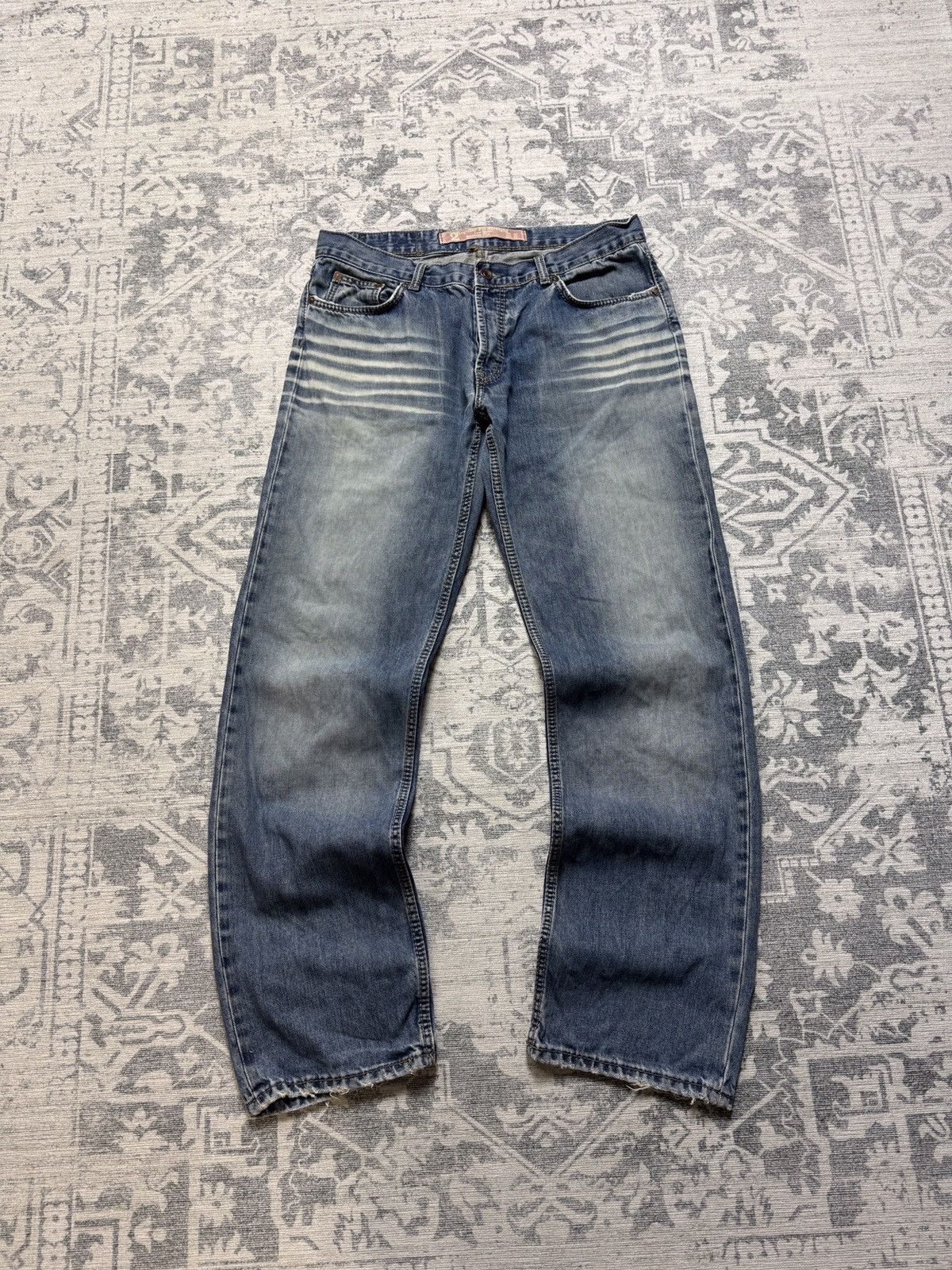 Pre-owned Avant Garde X If Six Was Nine Distressed Vintage Flared Washed Dirty Crash Denim Jeans In Blue