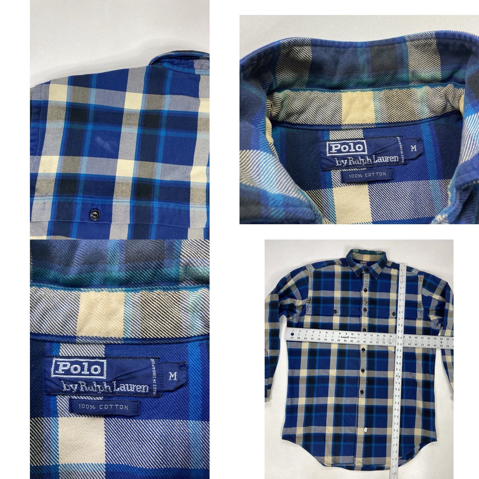Polo Ralph Lauren VINTAGE Polo Ralph Lauren Heavyweight Plaid Shirt Men Medium Blue Long Sleeve Size US M / EU 48-50 / 2 - 8 Thumbnail