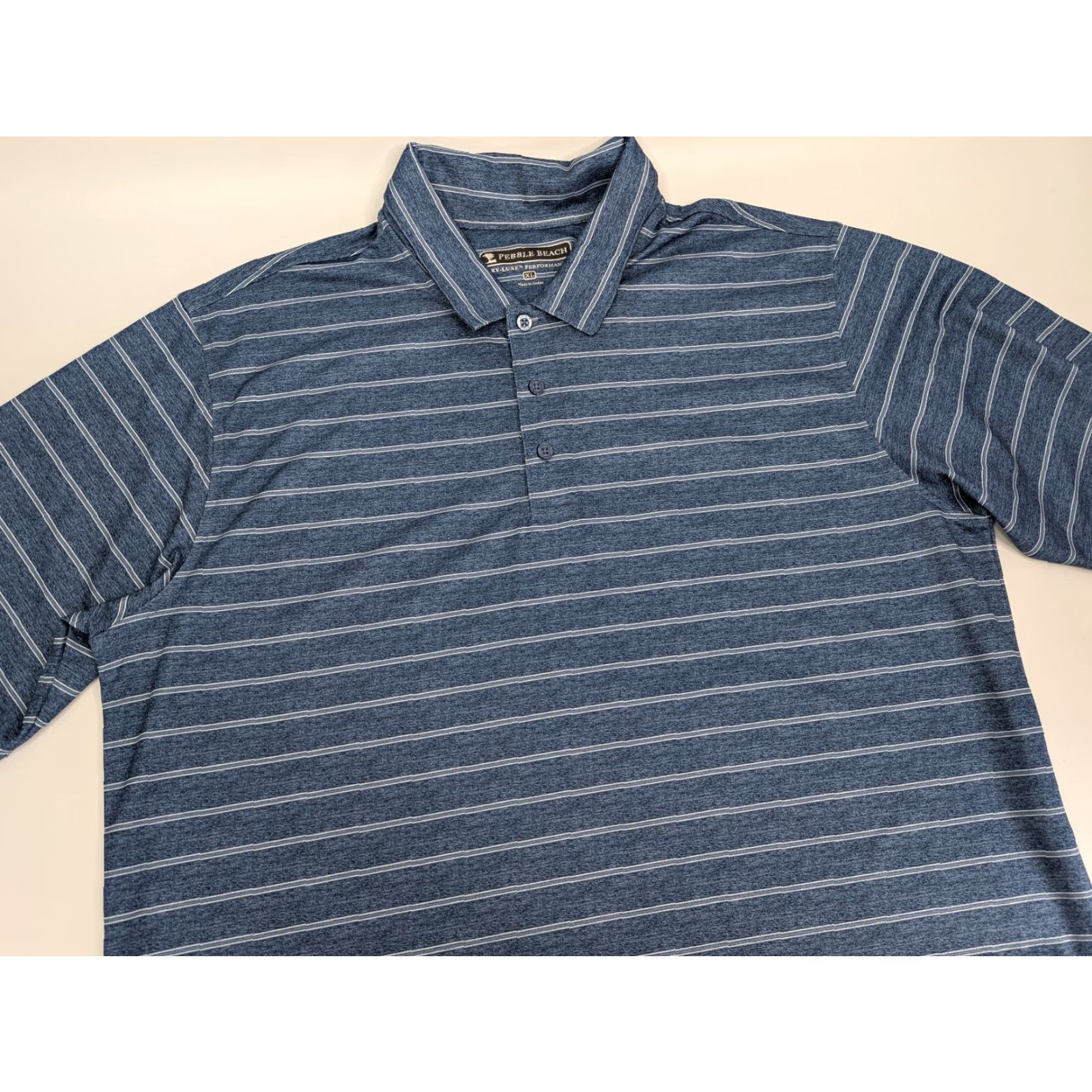 Vintage Pebble Beach Polo Shirt Short Sleeve Men’s XL Blue Striped Performance Golf Dry Luxe Size US XL / EU 56 / 4 - 2 Thumbnail