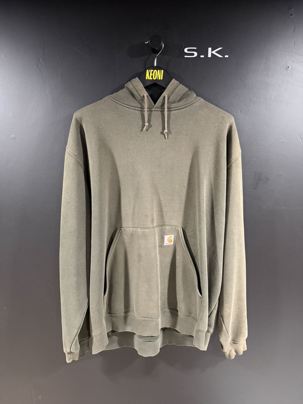 Carhartt 1990s Vintage Carhartt Faded Grunge Army Green Hoodie XXL Size US XXL / EU 58 / 5 - 1 Thumbnail