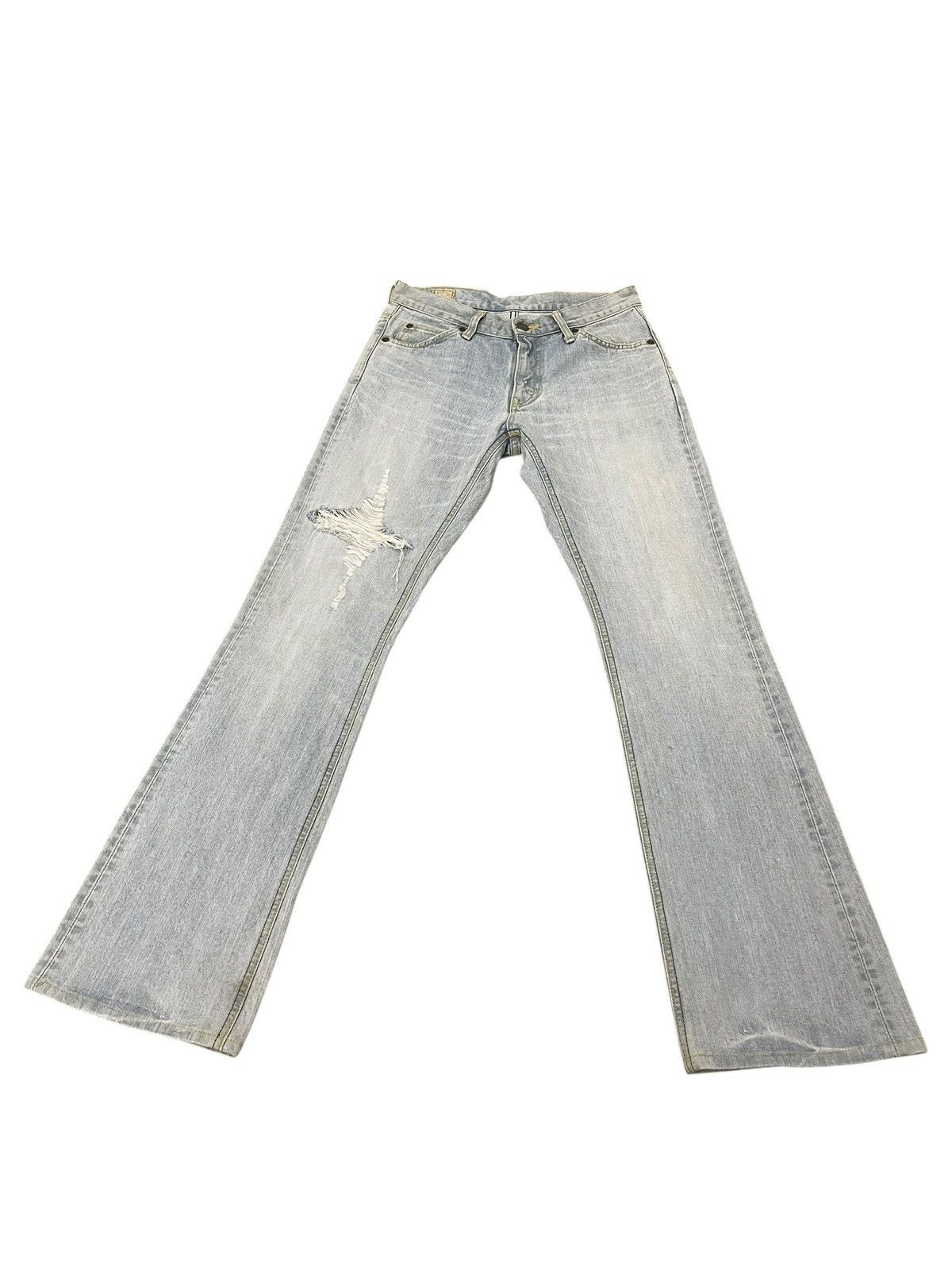 Japanese Brand Flare Jeans Lee Japan Distress Boot Cut 2🟦3 Size US 30 / EU 46 - 2 Thumbnail