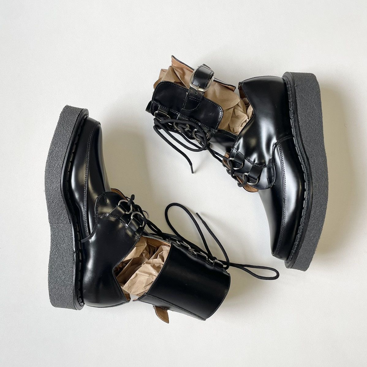 Comme des Garcons Black Leather Combat Boot Creepers Size US 9 / IT 39 - 16 Thumbnail