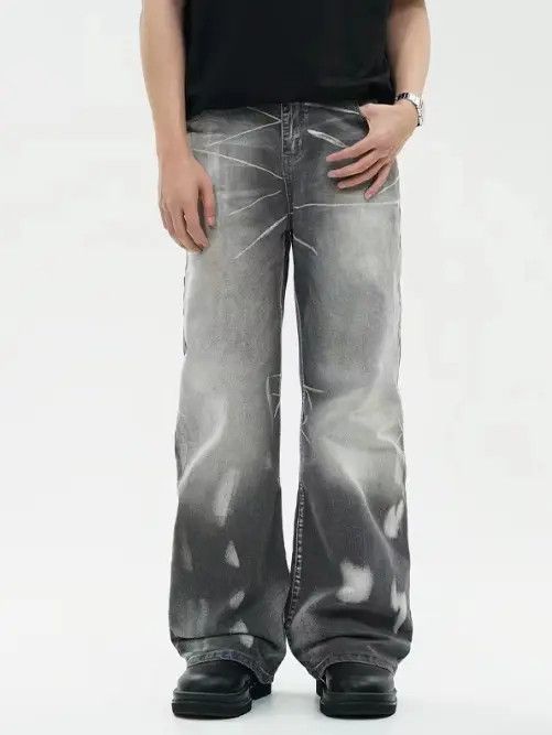 Japanese Brand VIBE American men's loose flared distressed washed jeans Size US 34 / EU 50 - 3 Thumbnail