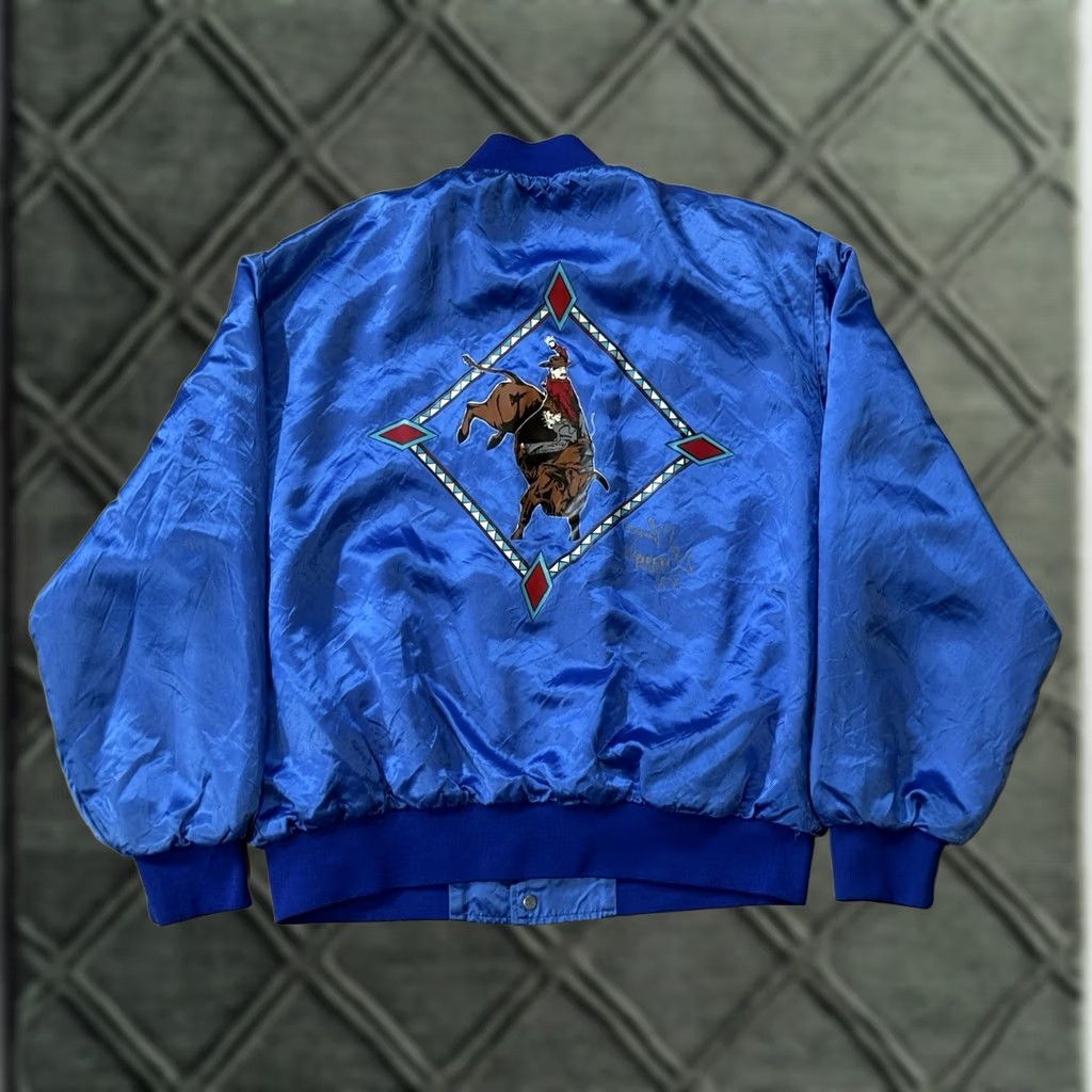 Vintage VINTAGE PRCA Pro Rodeo Satin Bomber Jacket Large Western Cowboy Bull USA Jacket Size US L / EU 52-54 / 3 - 1 Thumbnail