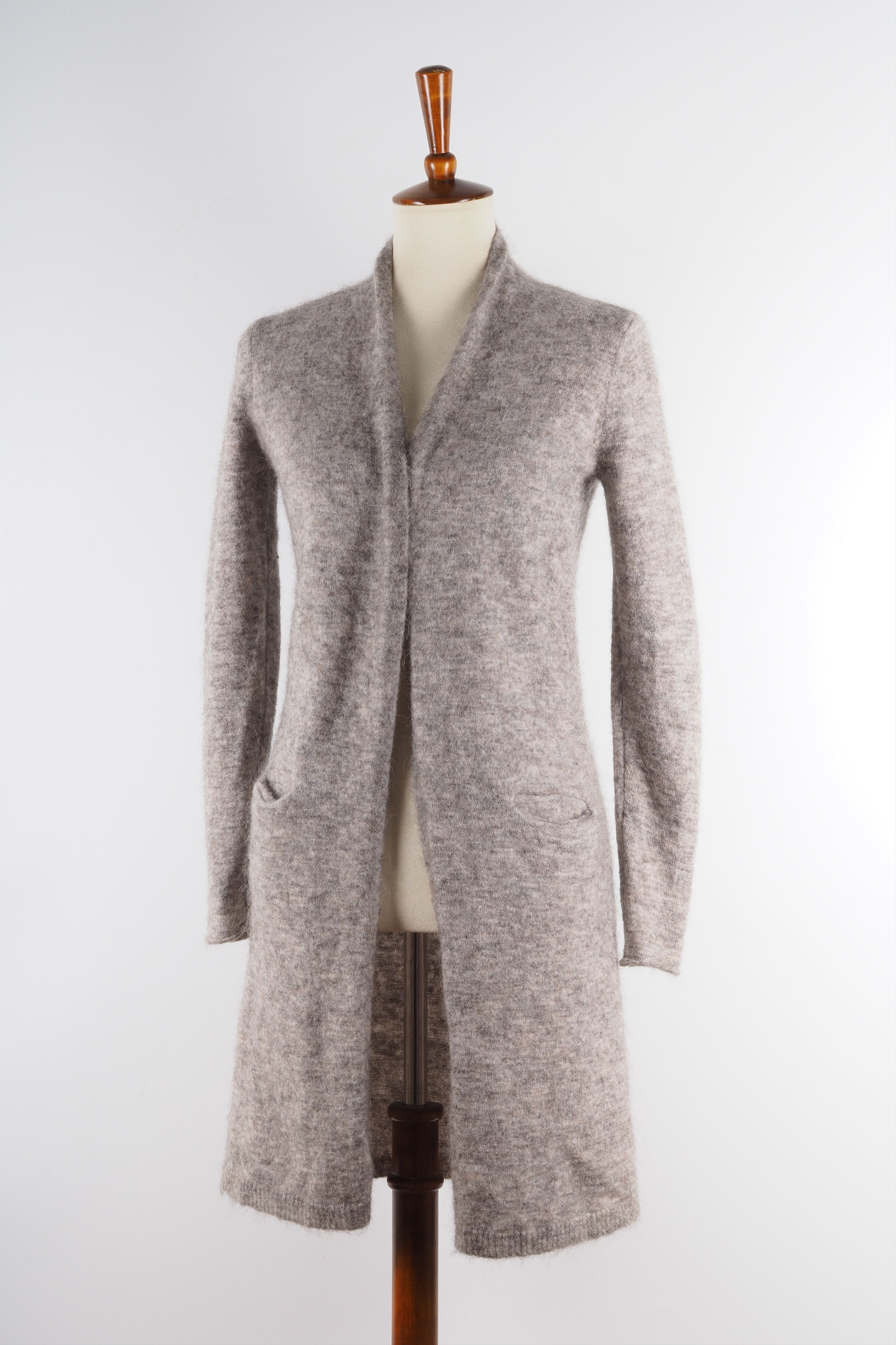 Purdey Purdey Gray Wool Alpaca Long Open Sweater Cardigan Size S / US 4 / IT 40 - 2 Thumbnail