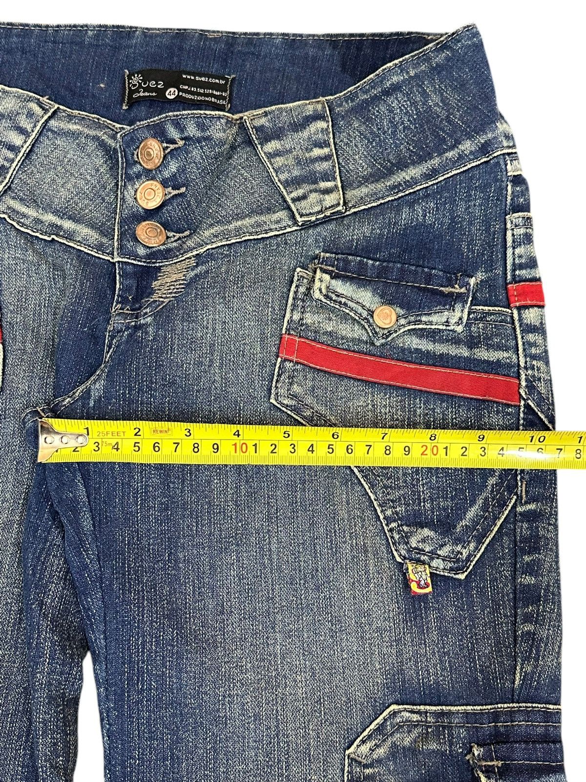 Hysteric Glamour Vintage Japanese Brand Blue Faded Wash Cargo Flare Jeans Size 29" - 14 Thumbnail