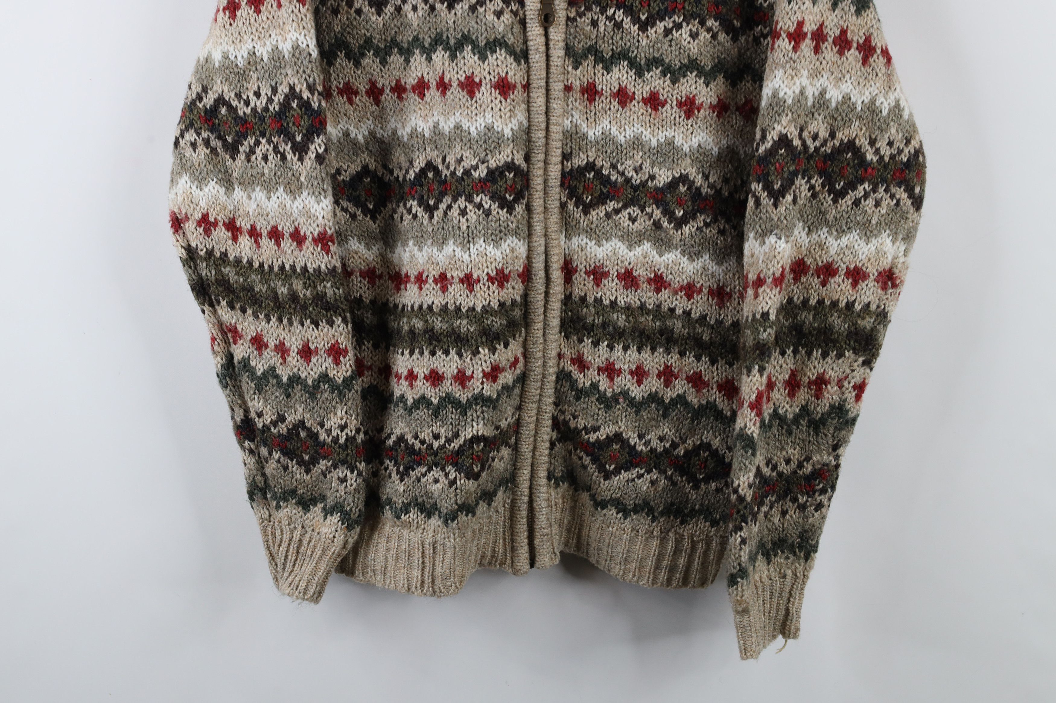 Vintage Vintage 90s Streetwear Fair Isle Knit Zip Cardigan Sweater Size L / US 10 / IT 46 - 3 Thumbnail