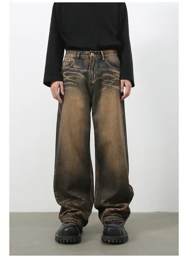 Japanese Brand American street scratched vintage distressed loose jeans Size US 32 / EU 48 - 1 Thumbnail