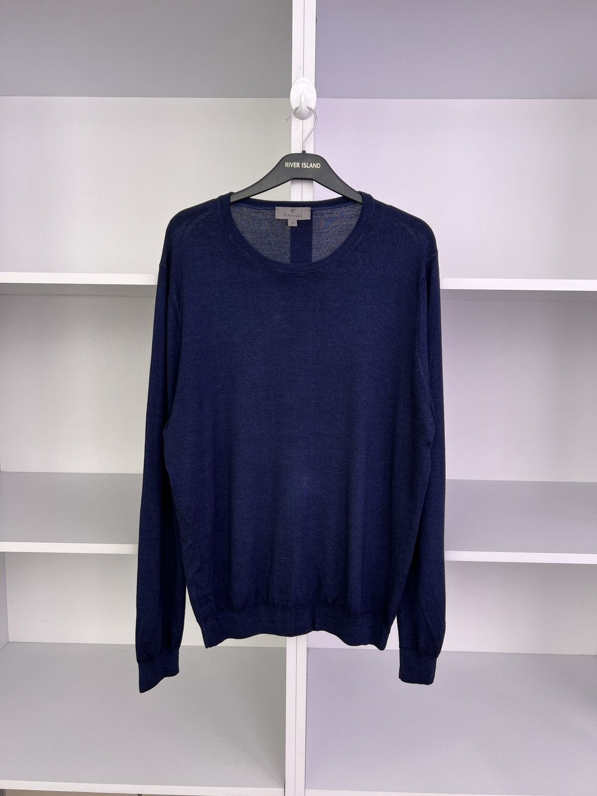 Canali × Designer × Vintage Vintage Canali Wool Navy Jumper Size US L / EU 52-54 / 3 - 2 Thumbnail
