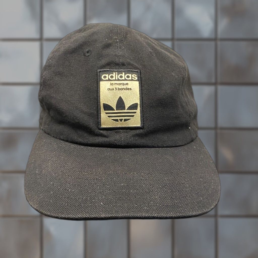 Adidas ADIDAS Hat Adult One Size Black Twill Adjustable Strap Back Golf Logo Trefoil Baseball Cap Mens Size ONE SIZE - 1 Thumbnail