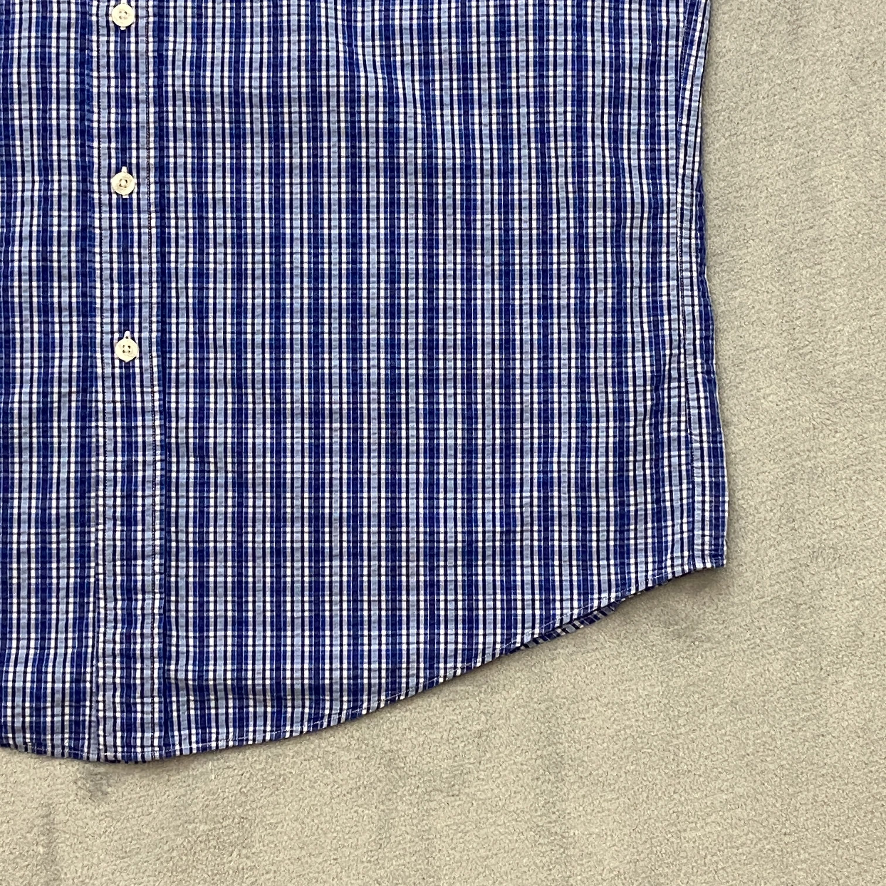 Brooks Brothers SEERSUCKER Shirt Men Large Plaid Original Polo Short Sleeve Size US L / EU 52-54 / 3 - 7 Thumbnail