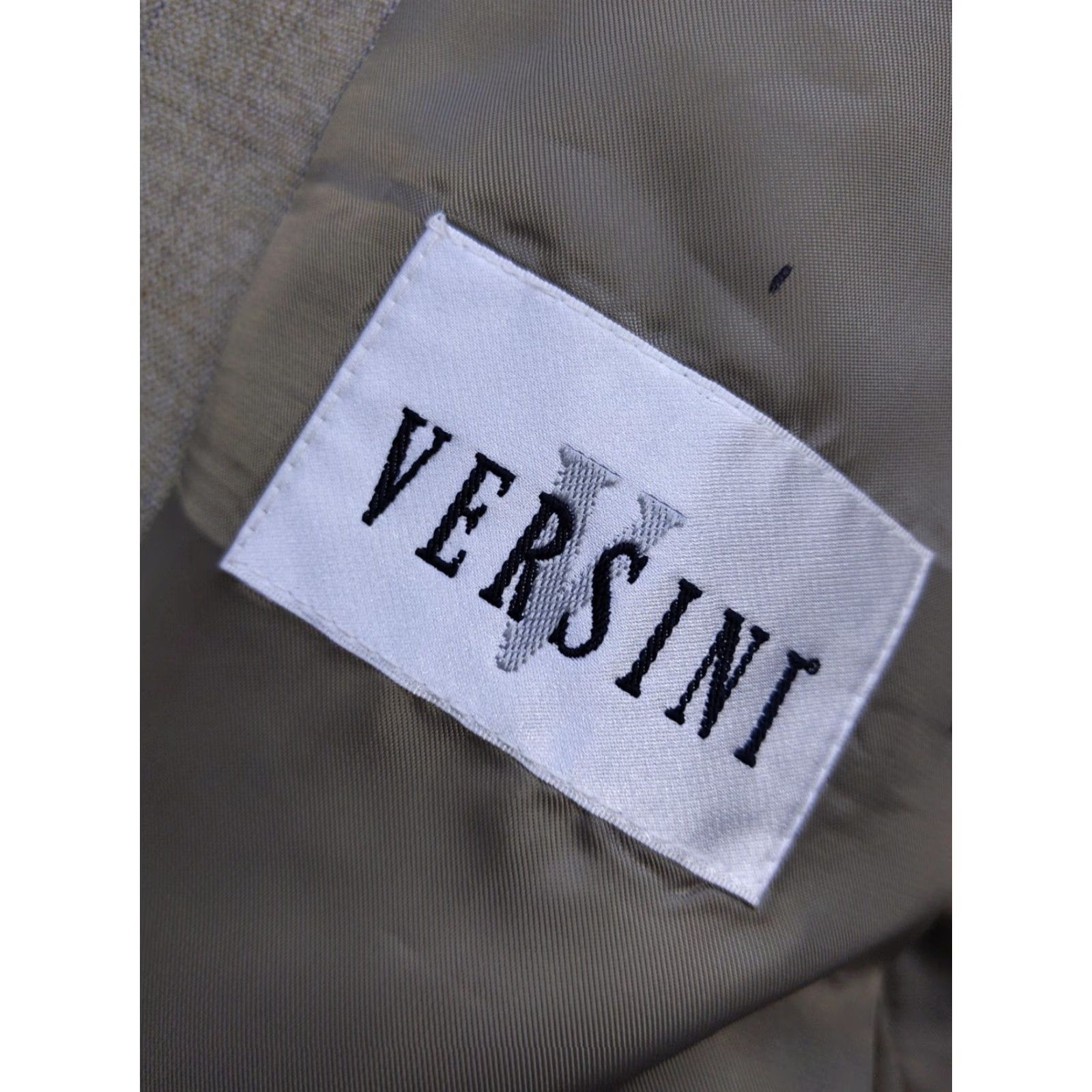 Vintage Versini Blazer Mens 50 Long Tan Beige Windowpane Wool Blend Sport Coat Jacket Size 50R - 6 Thumbnail