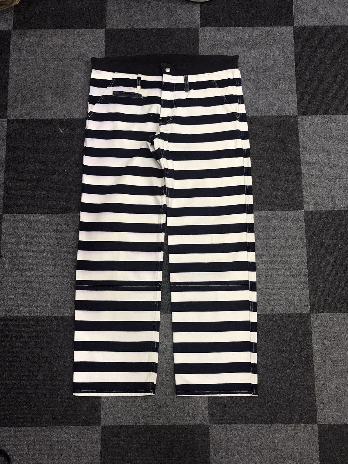 Japanese Brand Very Rare Prisoner Stripe Ballon Duck Canvas Pant Size US 35 - 3 Thumbnail