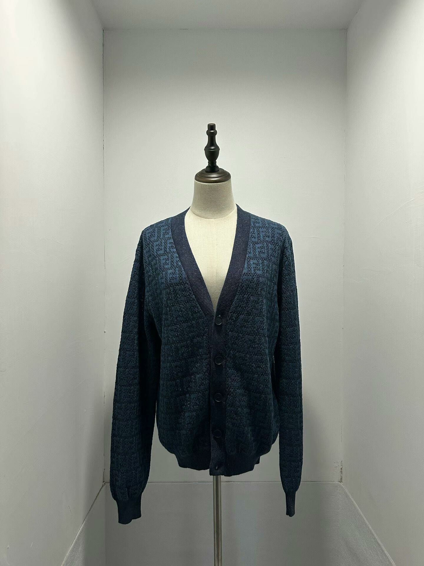 fendi ff hollow print knit cardigan