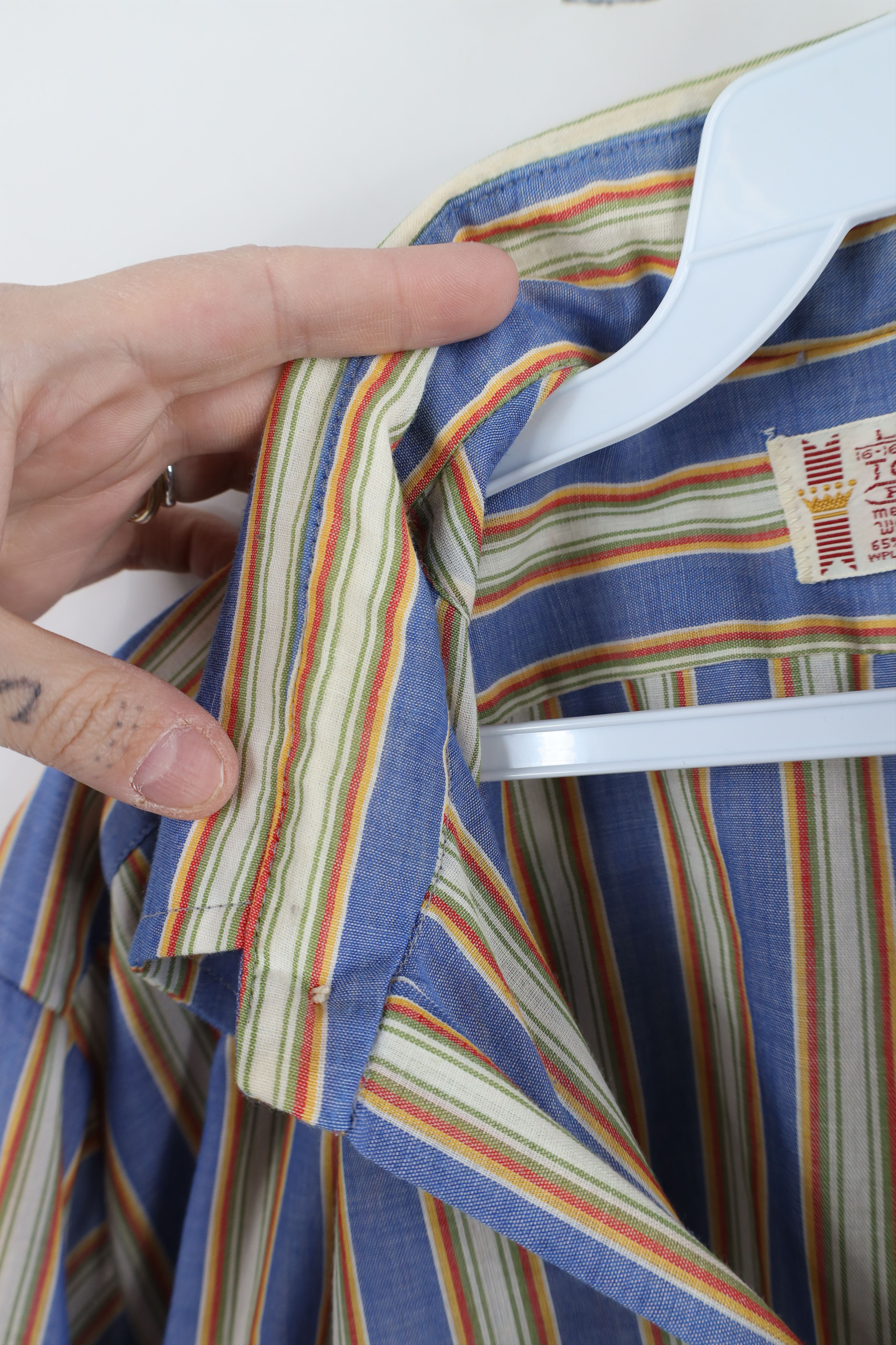 Vintage Vintage 60s 70s Streetwear Striped Collared Button Shirt Size US L / EU 52-54 / 3 - 10 Thumbnail