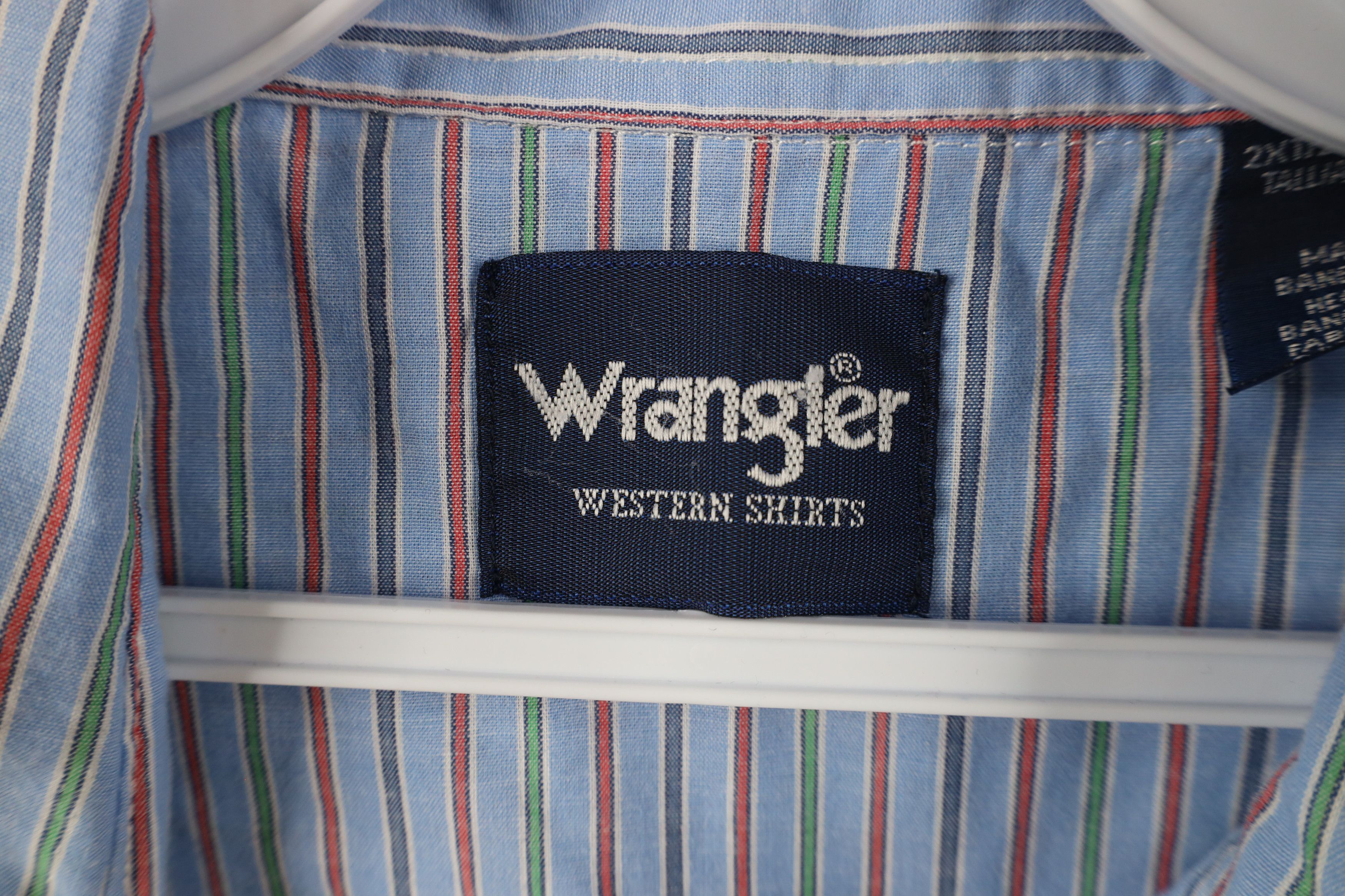Vintage × Wrangler Vintage 90s Wrangler Striped Western Snap Button Shirt Size US XXL / EU 58 / 5 - 6 Thumbnail
