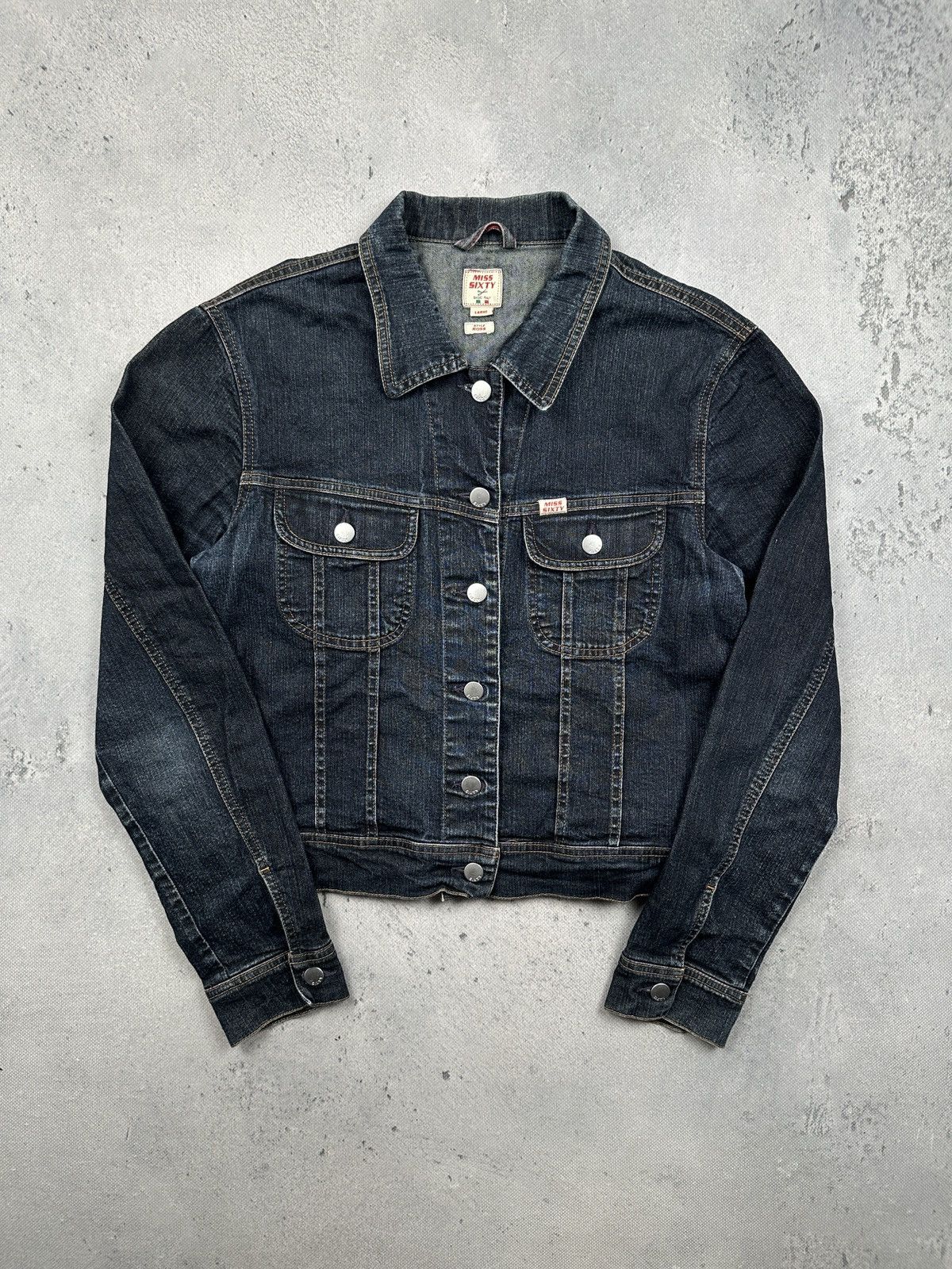 Miss Sixty Miss Sixty Vintage Cropped Denim Jacket Dark Wash Italy Size L / US 10 / IT 46 - 1 Thumbnail