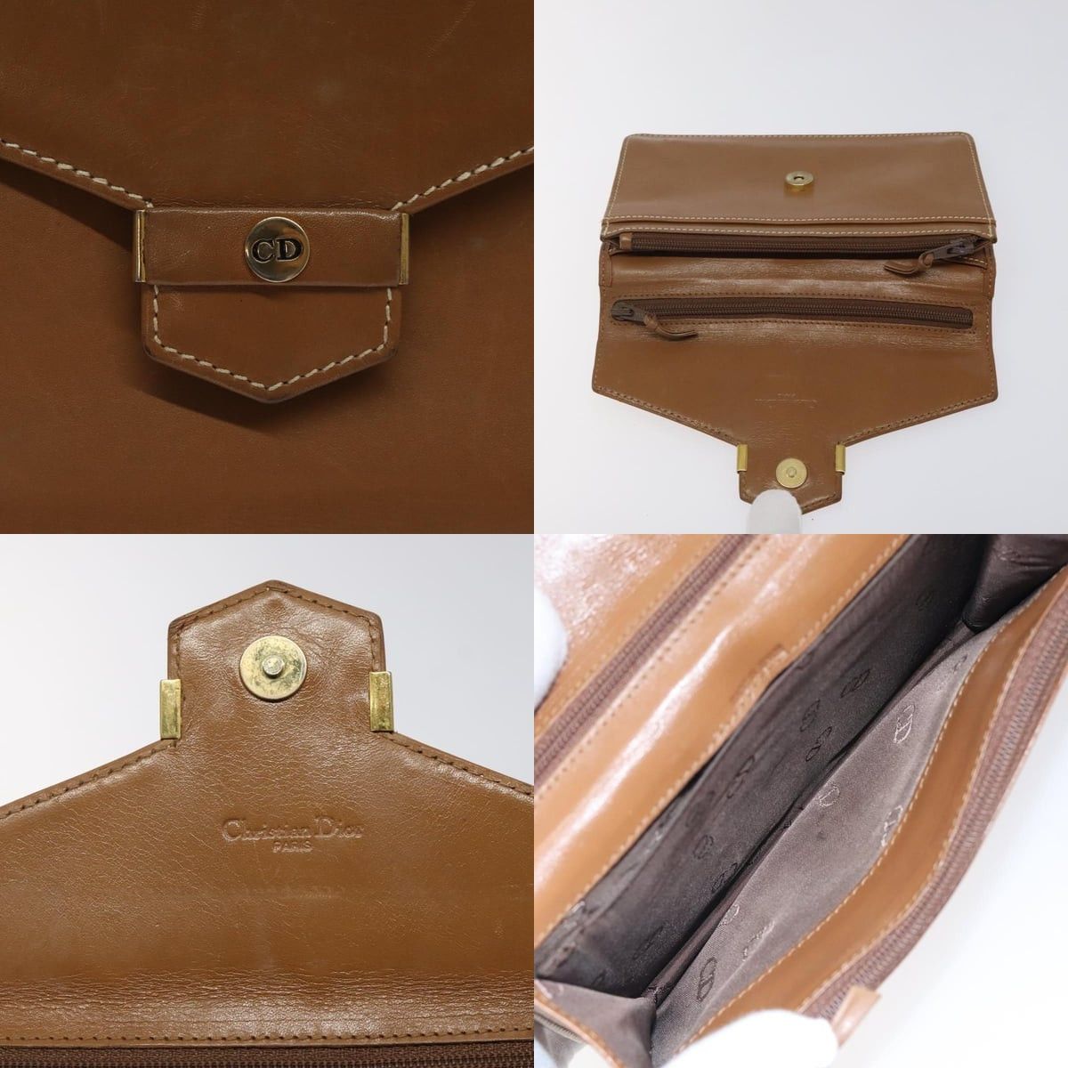 Dior DIOR Hand Bag Leather Brown Gold Size ONE SIZE - 11 Thumbnail