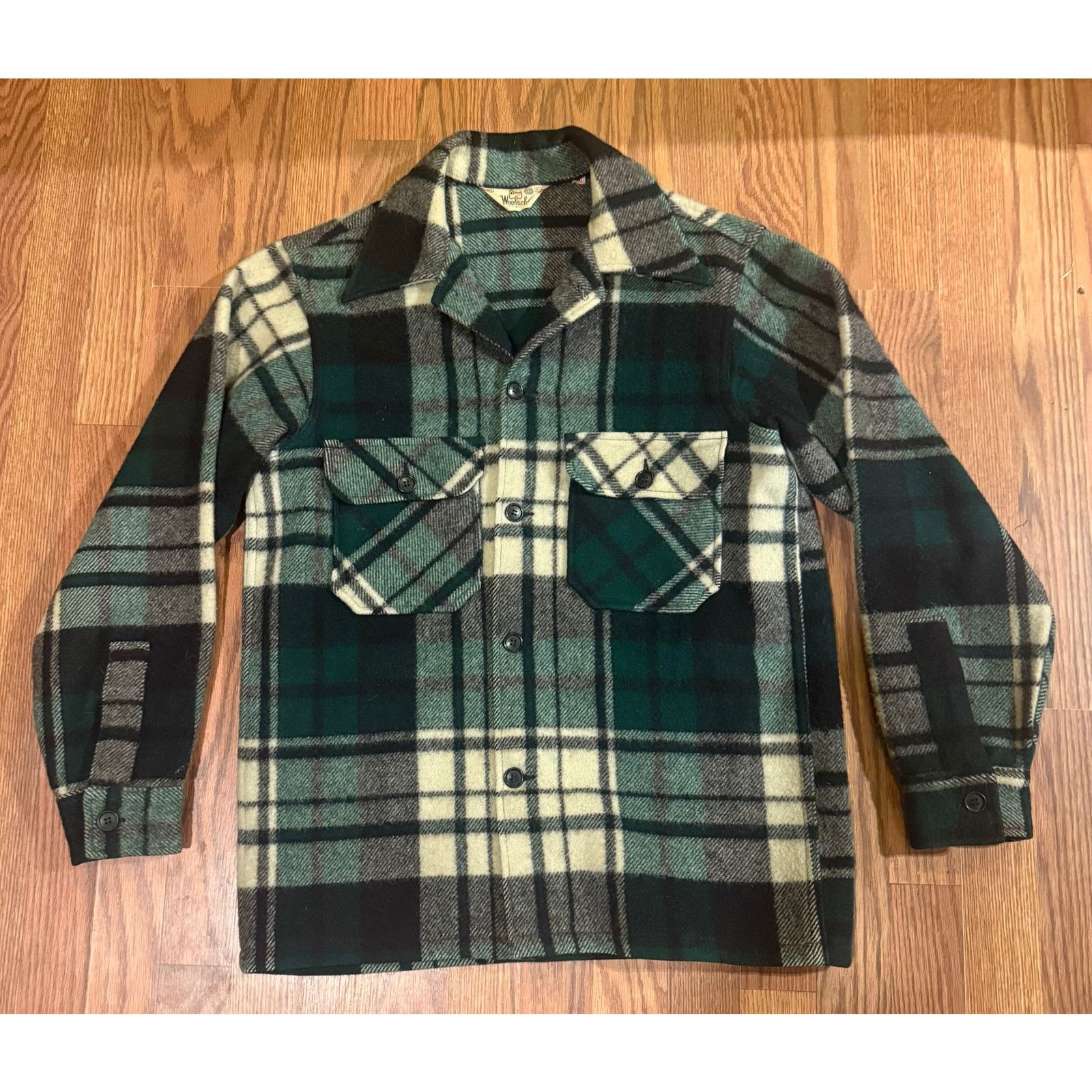 Woolrich Woolen Mills Vintage 60s–70s Woolrich Wool Flannel Jacket | Green Plaid Size US M / EU 48-50 / 2 - 1 Thumbnail