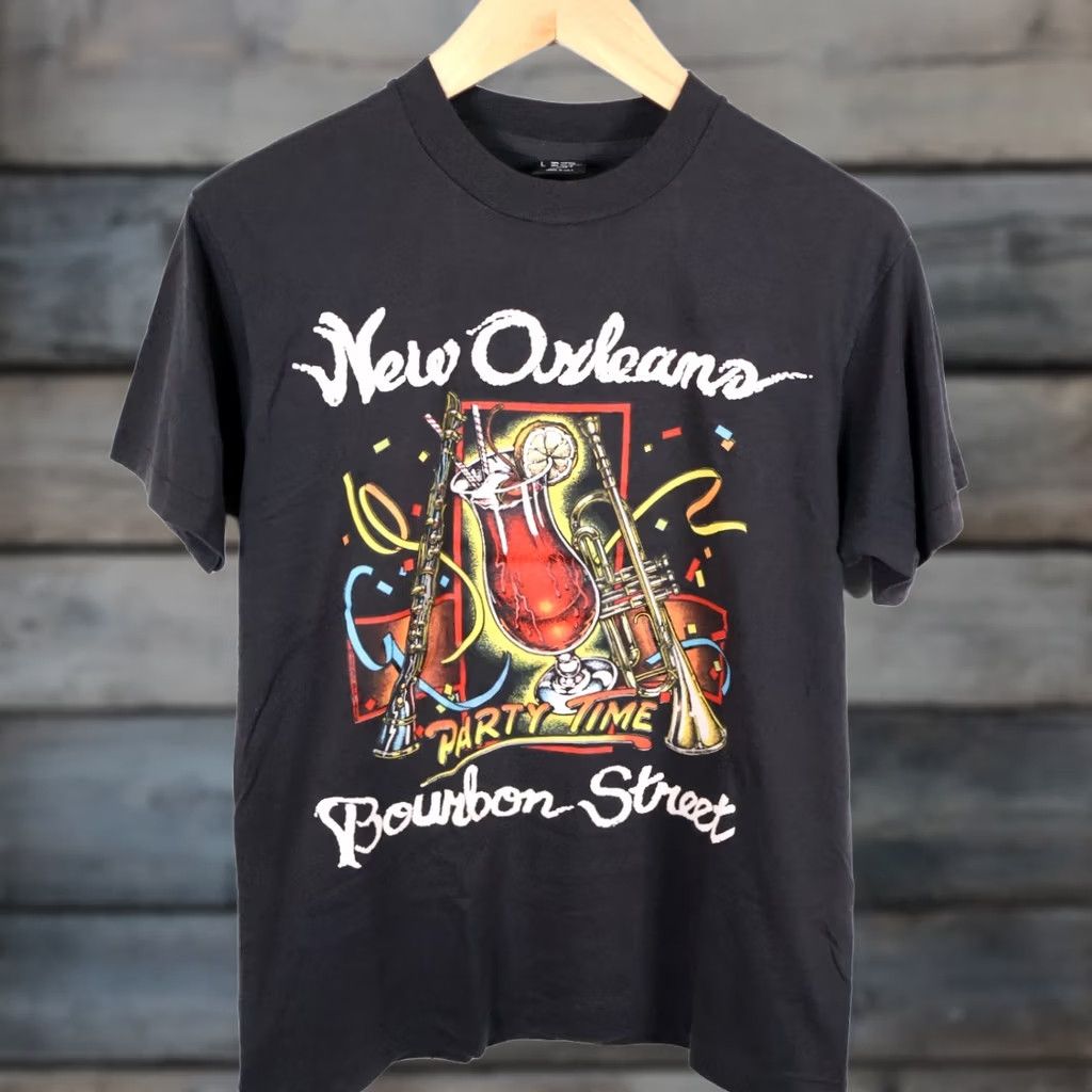 Vintage 90s Bourbon Street Shirt Adult Medium Black Single Stitch Screen Stars Tag Vintage Size US M / EU 48-50 / 2 - 1 Thumbnail
