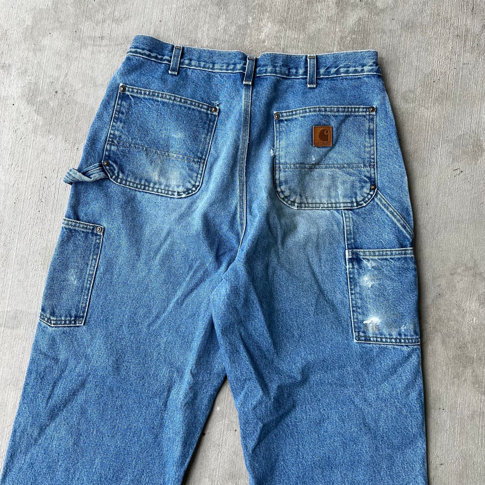Carhartt × Vintage Carhartt blue denim jeans double knee work carpenter pants Size US 33 - 7 Thumbnail