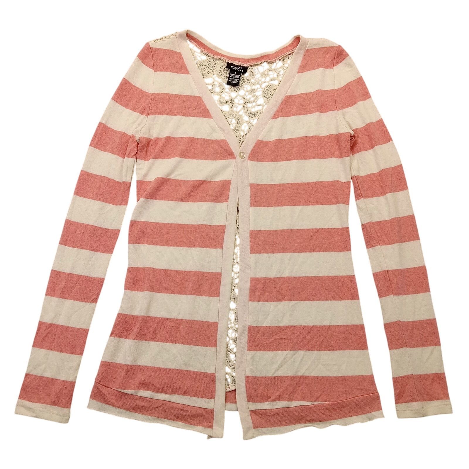 rue21 Rue 21 Sweater S Women's Short Sleeve Cardigan Striped Size S / US 4 / IT 40 - 1 Thumbnail
