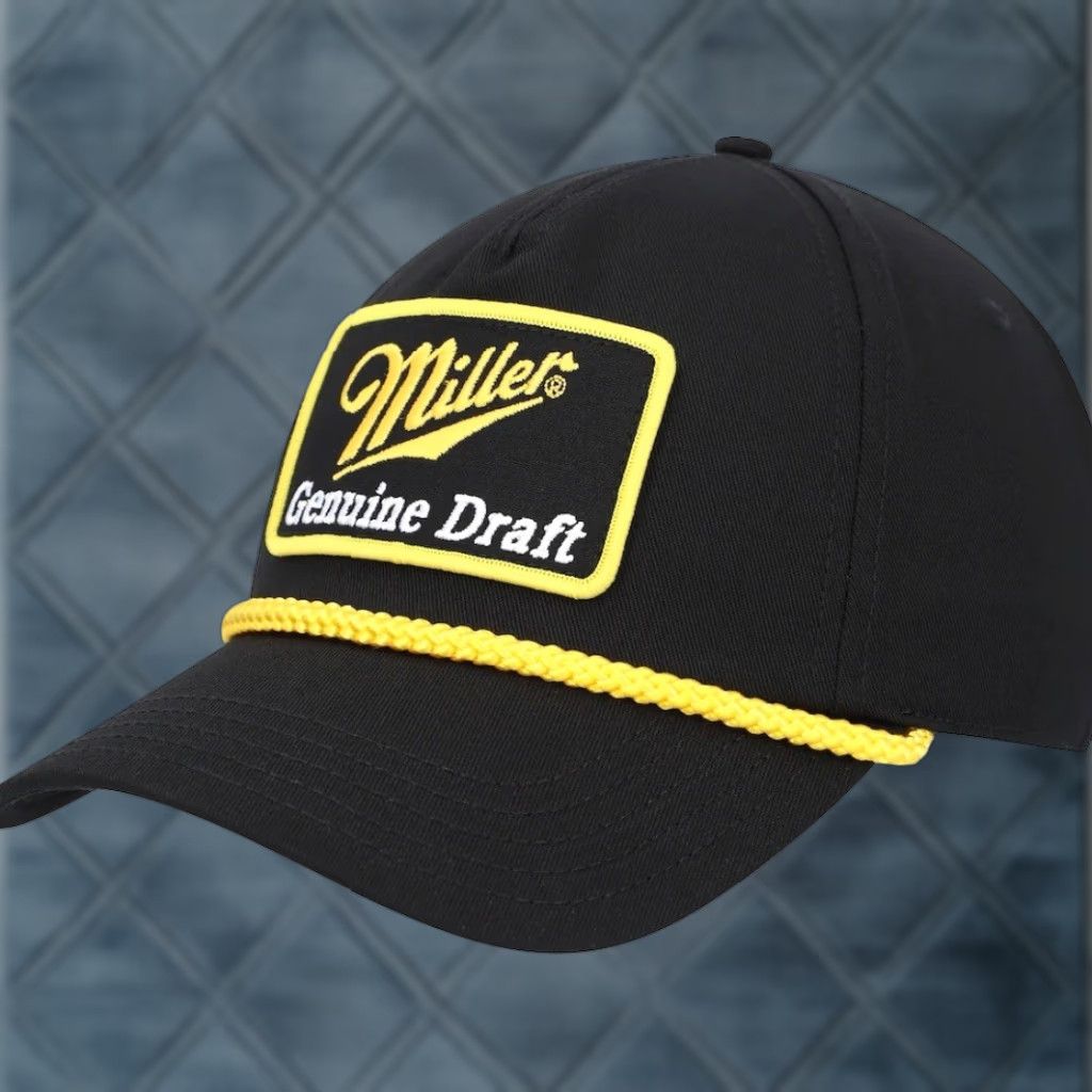American Needle Miller Genuine Draft Hat Cap Snap Back Rope Trucker Patch MGD Beer Black Gold Size ONE SIZE - 1 Thumbnail