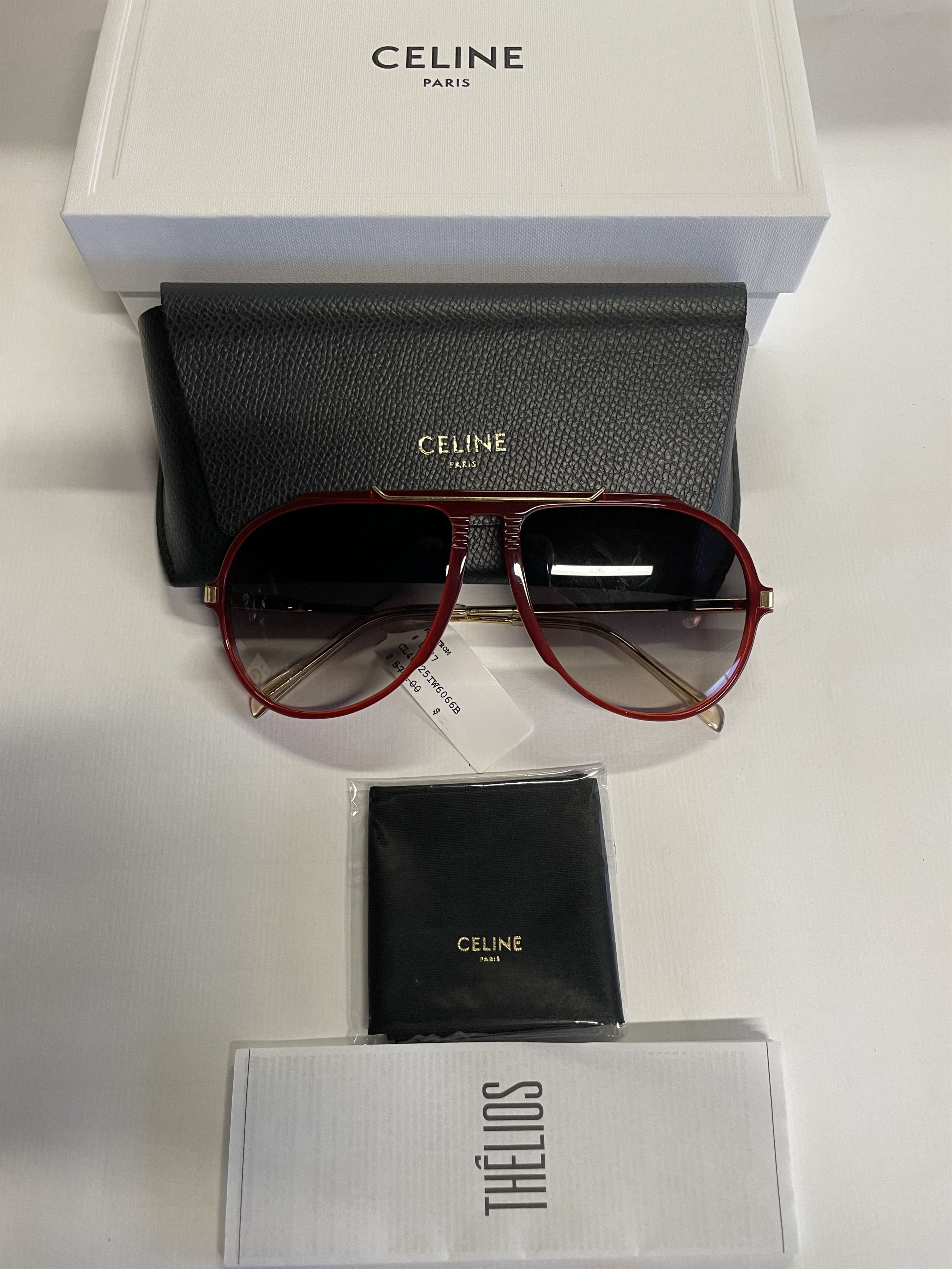 Celine Celine CL40025I 66B Red Aviator Unisex Sunglasses Size ONE SIZE - 4 Thumbnail