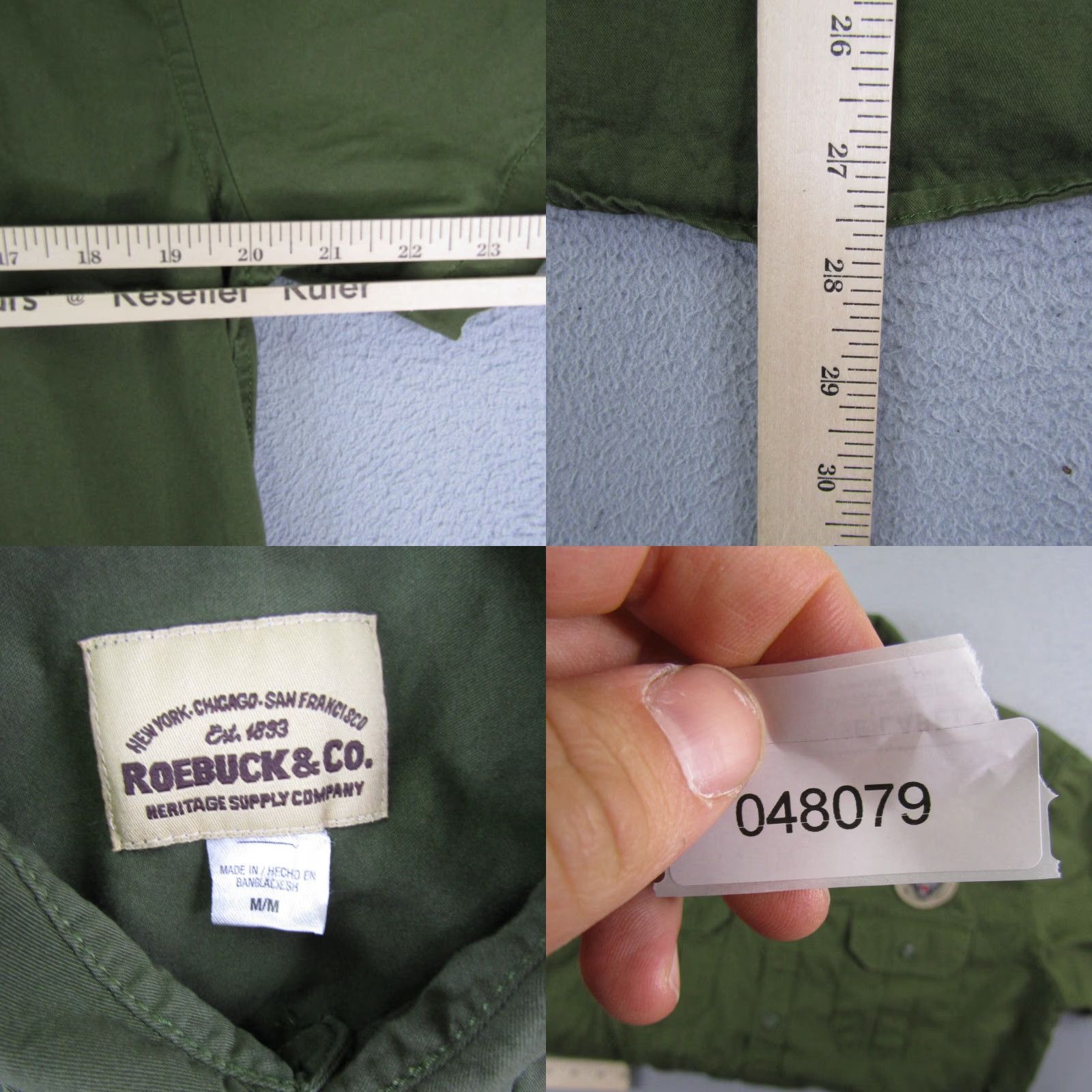 Vintage VINTAGE Roebuck & Co. Shirt Men's Medium Green Short Sleeve Button-Up Embroidered Tiger 90s Cats Military NYC Mens Size US M / EU 48-50 / 2 - 8 Thumbnail