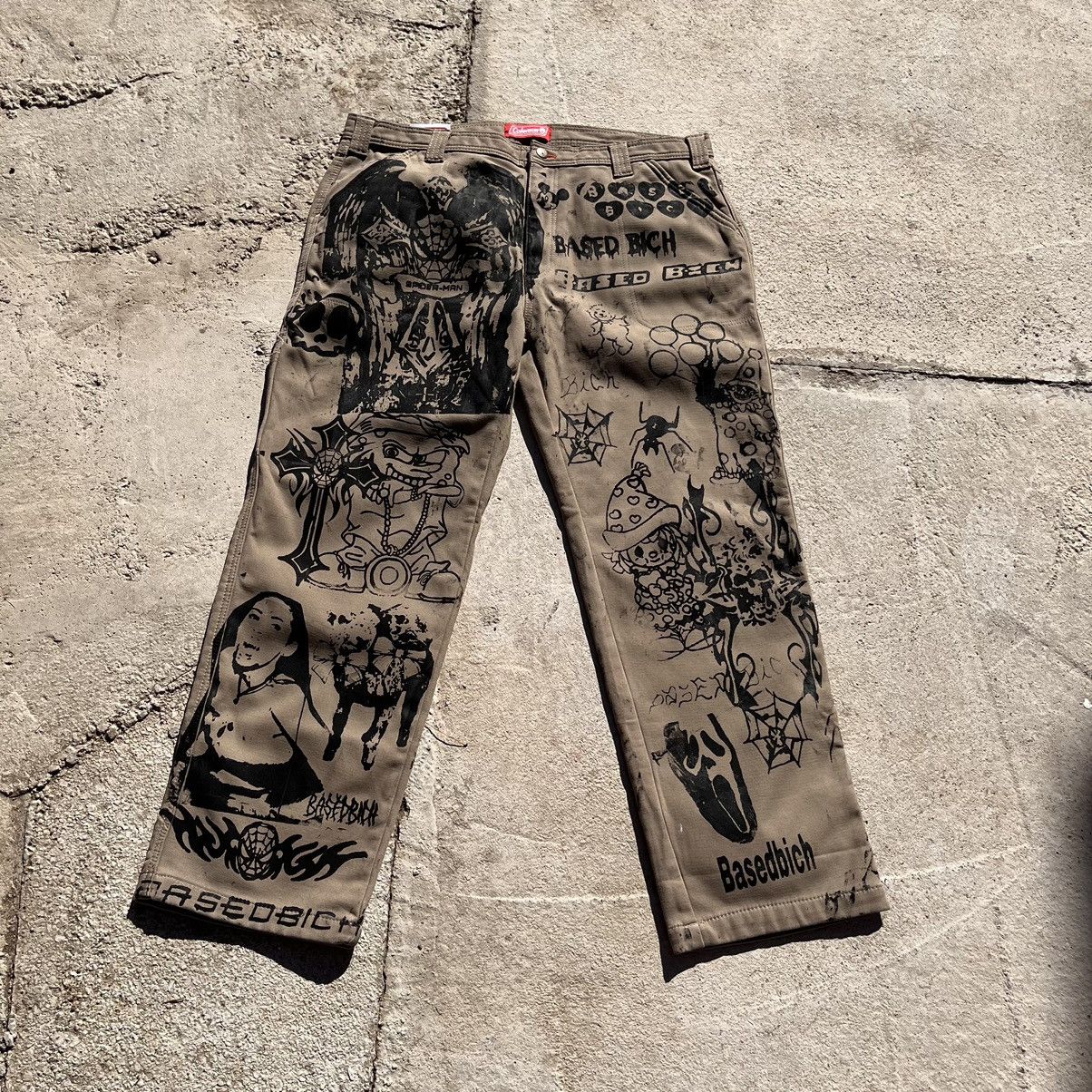 Handmade Basedbich hand printed jeans 40x32 Size US 40 / EU 56 - 1 Thumbnail