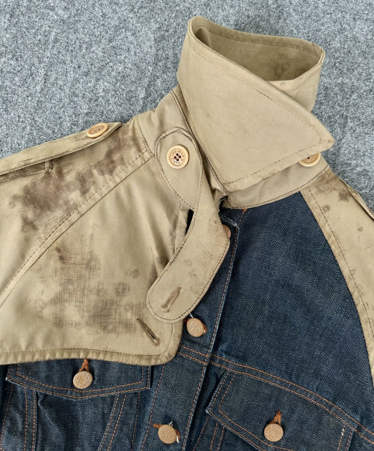 Jean Paul Gaultier - 90's Hybrid Belted Trench/Denim Jacket