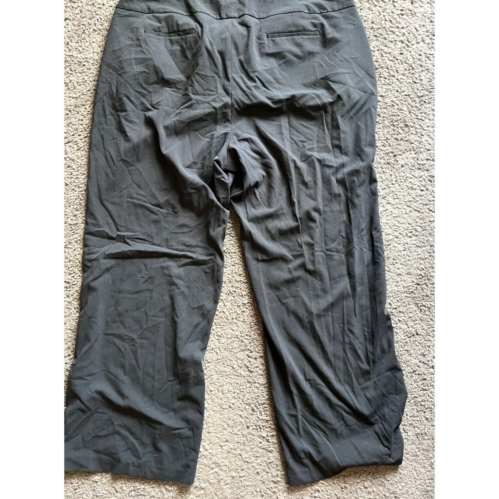 Calvin Klein Calvin Klein Womens Black Dress Pants Stretch Classic Fit 22W High Rise Regular Straight Pockets Button Knit Polyester Blend Solid Size 40" / US 18 - 3 Thumbnail