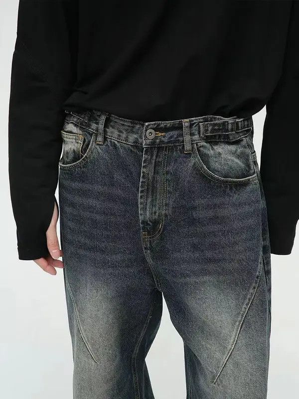 VIBE Retro dark blue washed distressed straight-leg jeans Size US 32 / EU 48 - 5 Thumbnail