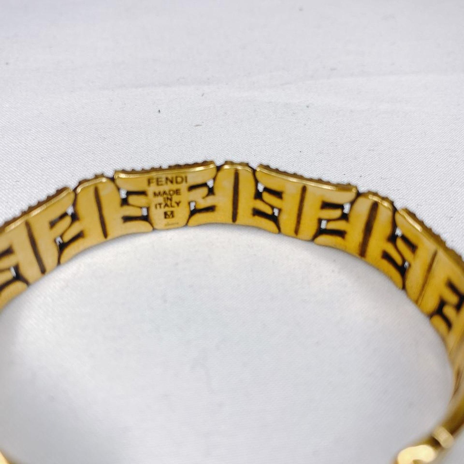 Fendi FF logo crystal gold tone bracelet cuff bangle M Size ONE SIZE - 4 Thumbnail